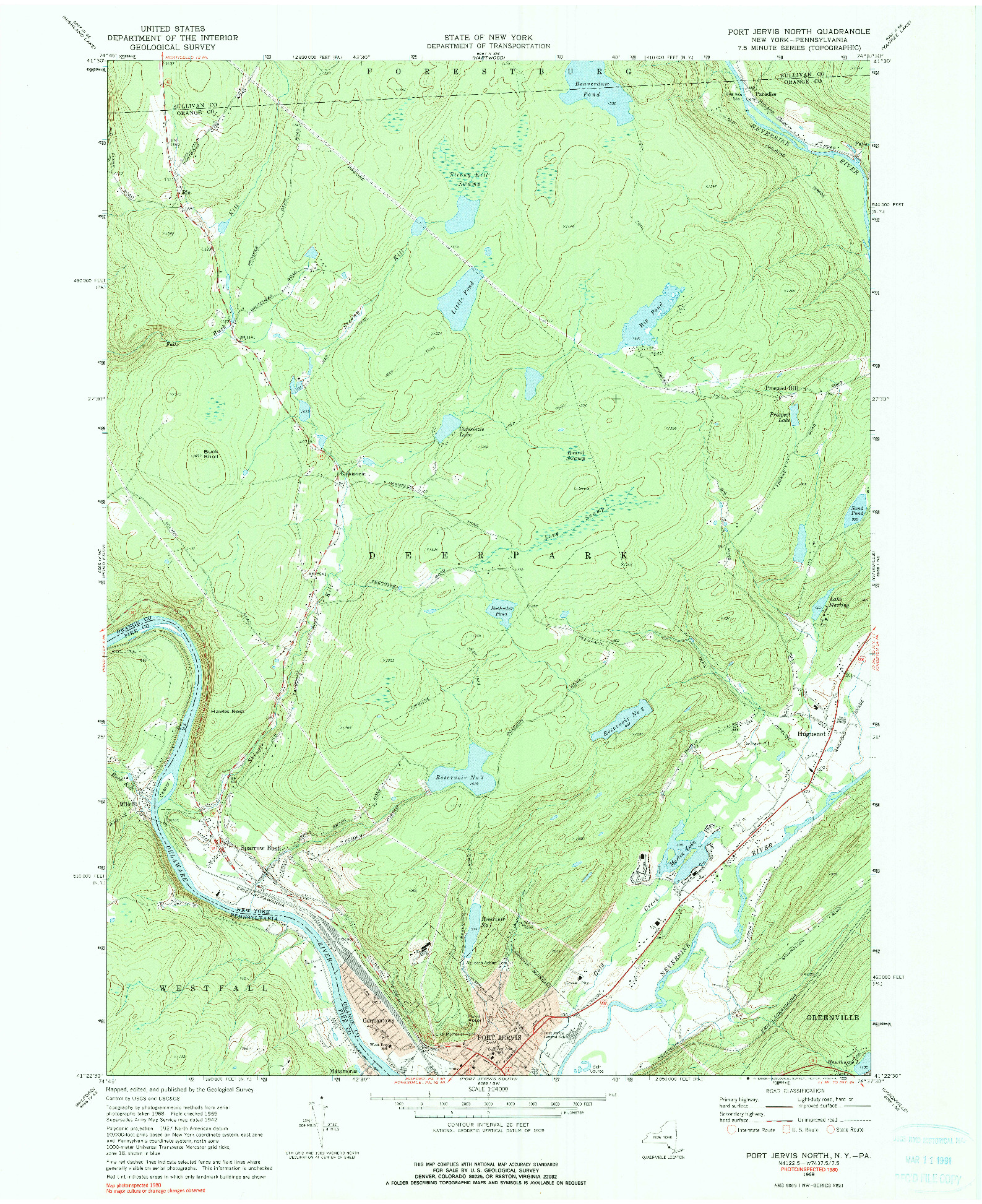 USGS 1:24000-SCALE QUADRANGLE FOR PORT JERVIS NORTH, NY 1969