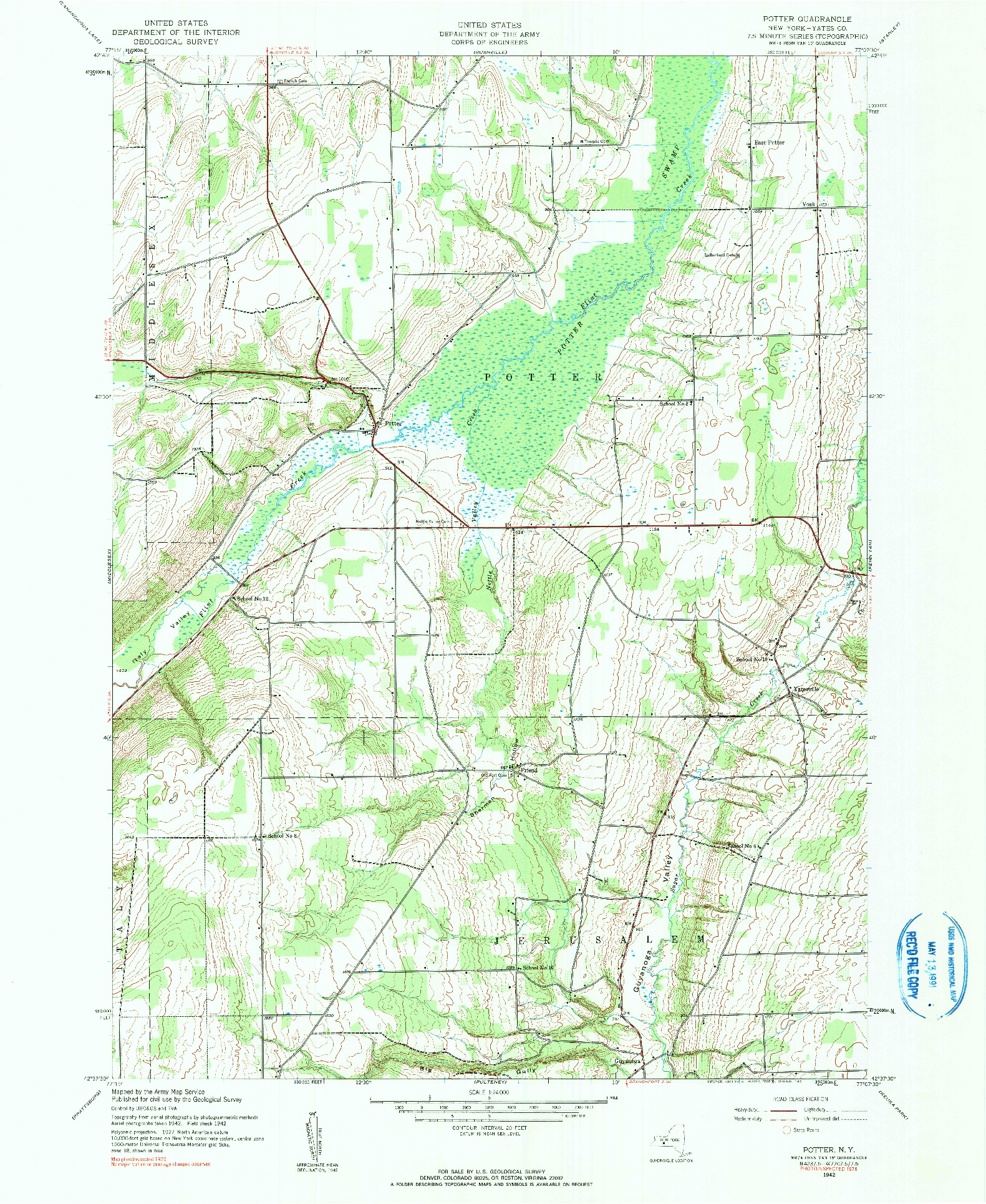 USGS 1:24000-SCALE QUADRANGLE FOR POTTER, NY 1942