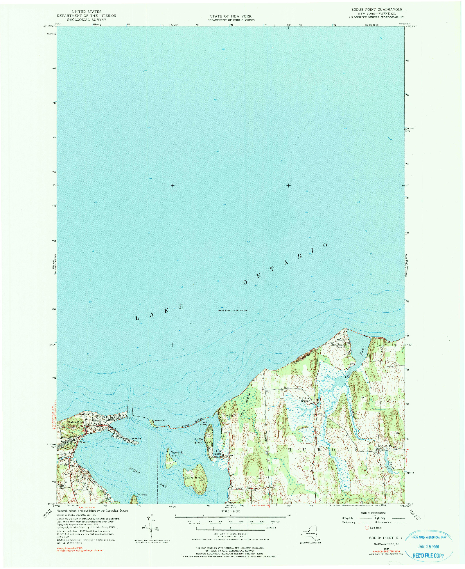 USGS 1:24000-SCALE QUADRANGLE FOR SODUS POINT, NY 1953