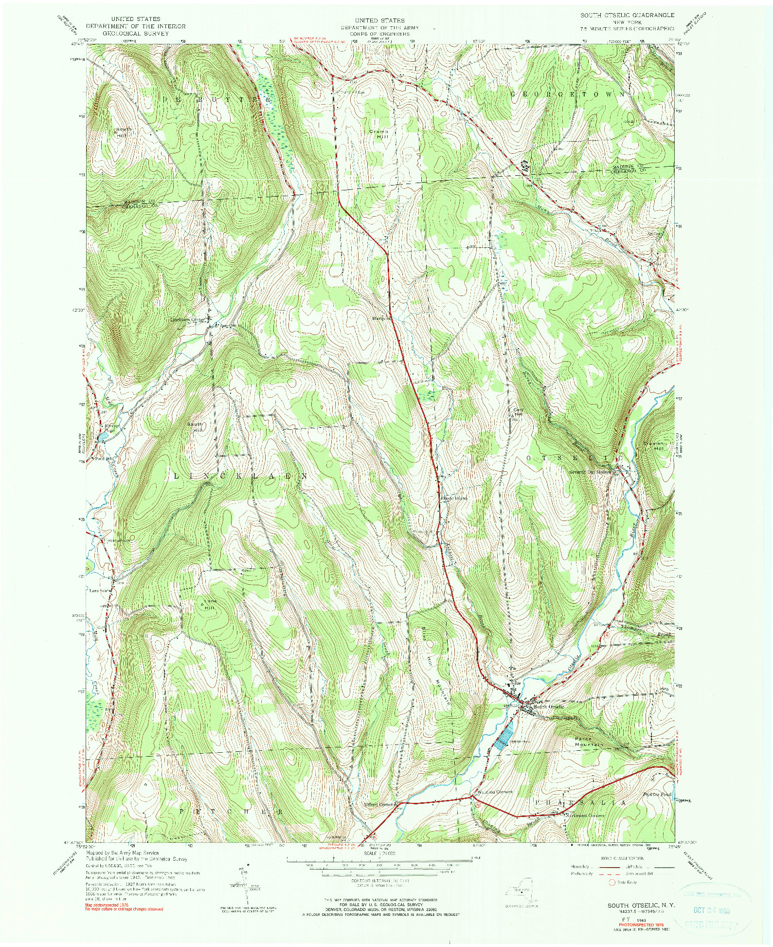 USGS 1:24000-SCALE QUADRANGLE FOR SOUTH OTSELIC, NY 1943