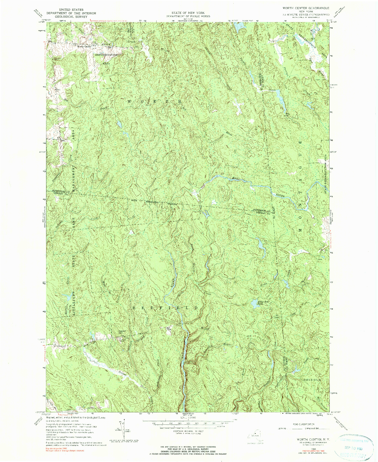 USGS 1:24000-SCALE QUADRANGLE FOR WORTH CENTER, NY 1960