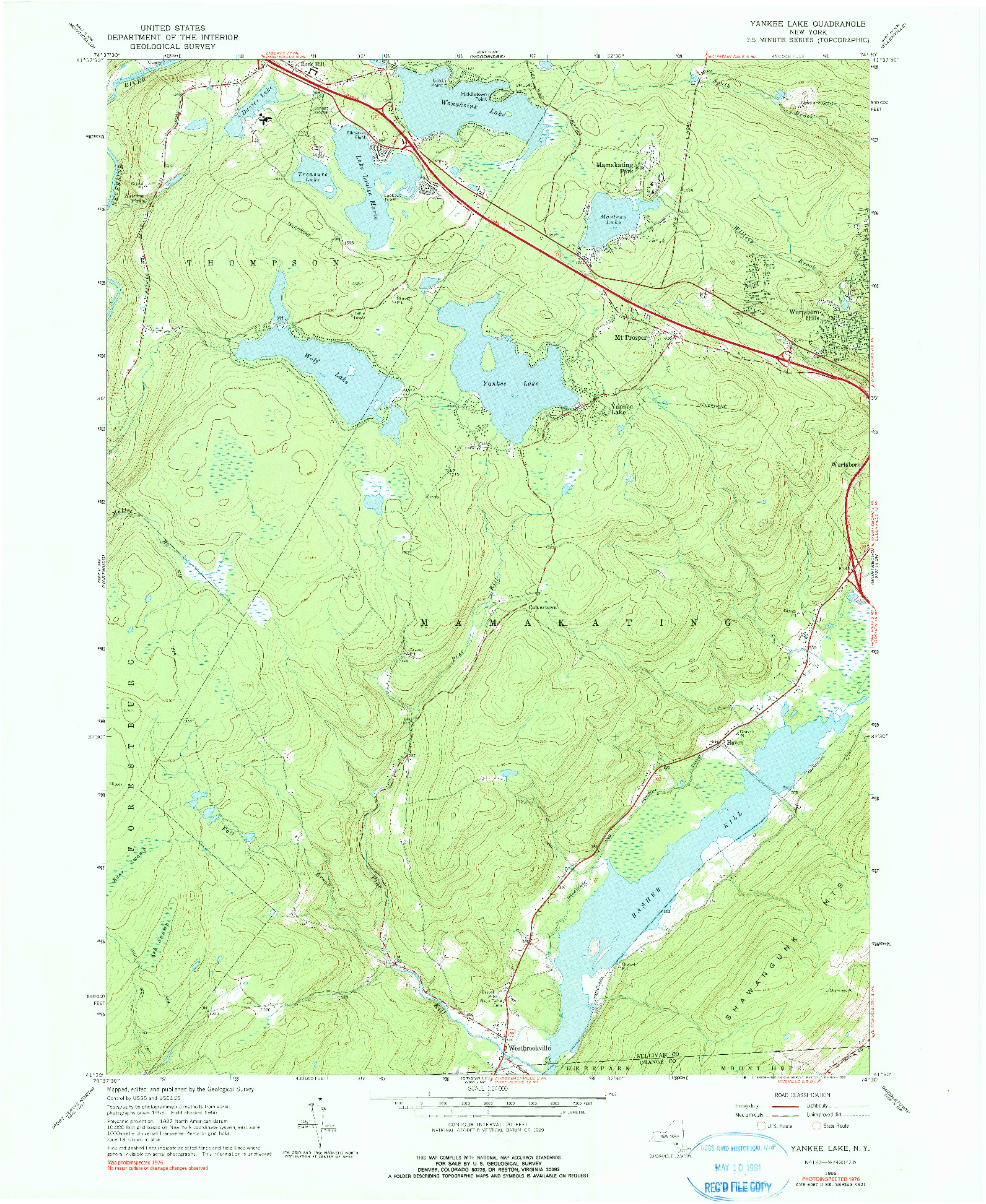 USGS 1:24000-SCALE QUADRANGLE FOR YANKEE LAKE, NY 1966