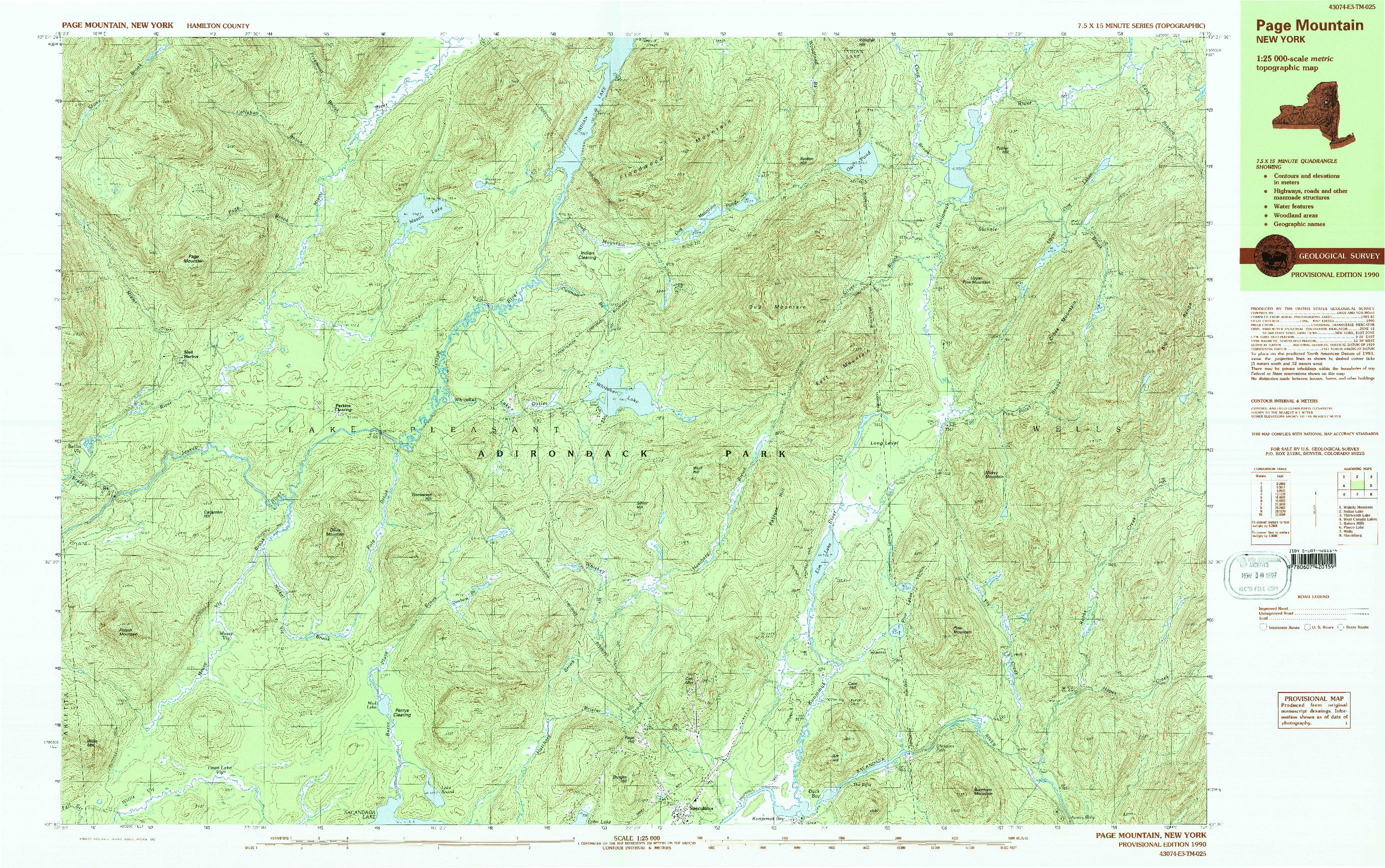 USGS 1:25000-SCALE QUADRANGLE FOR PAGE MOUNTAIN, NY 1990