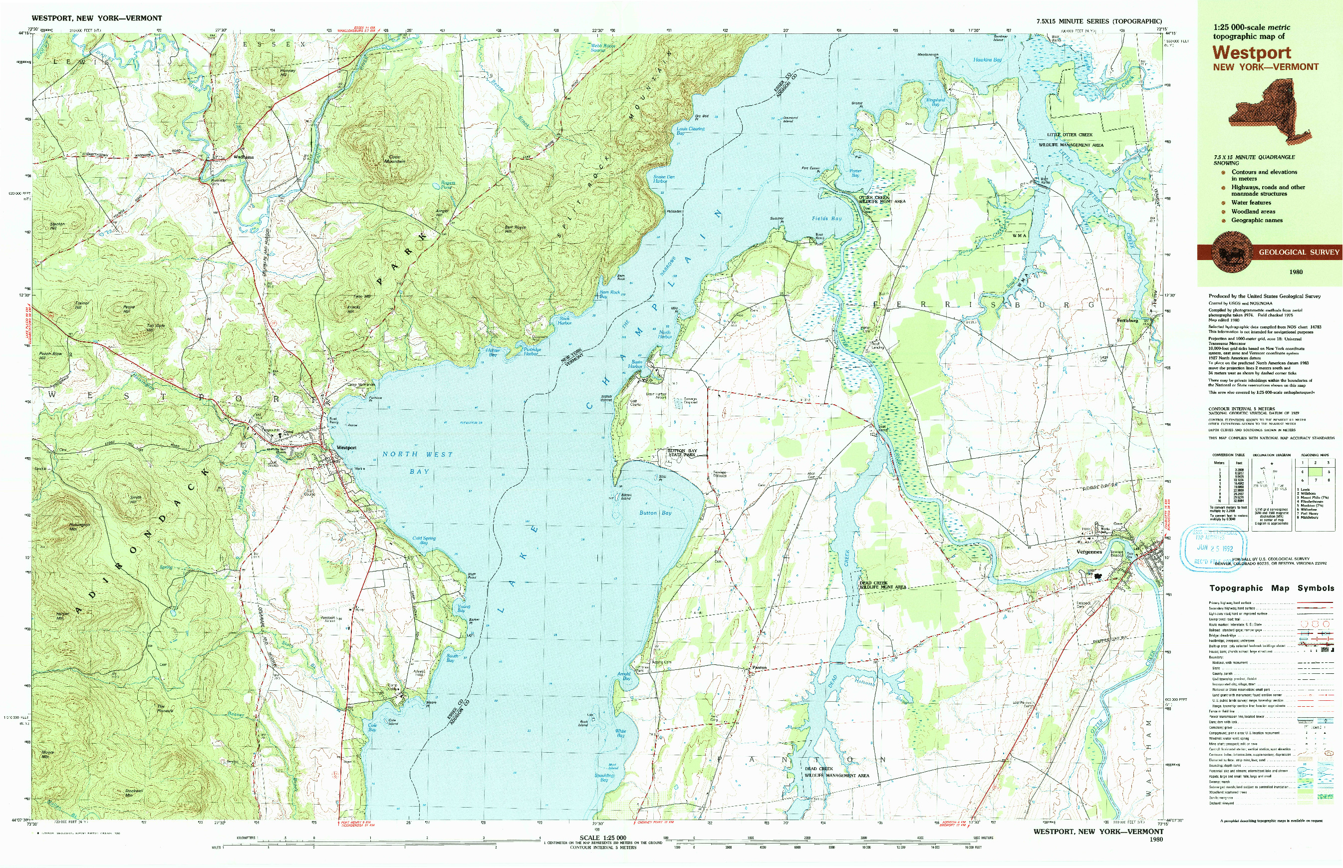 USGS 1:25000-SCALE QUADRANGLE FOR WESTPORT, NY 1980