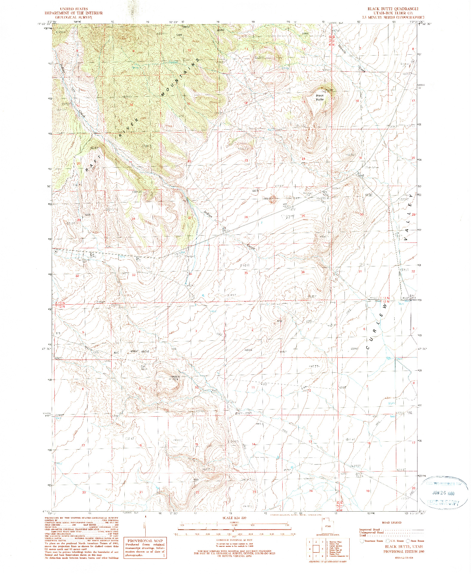 USGS 1:24000-SCALE QUADRANGLE FOR BLACK BUTTE, UT 1990