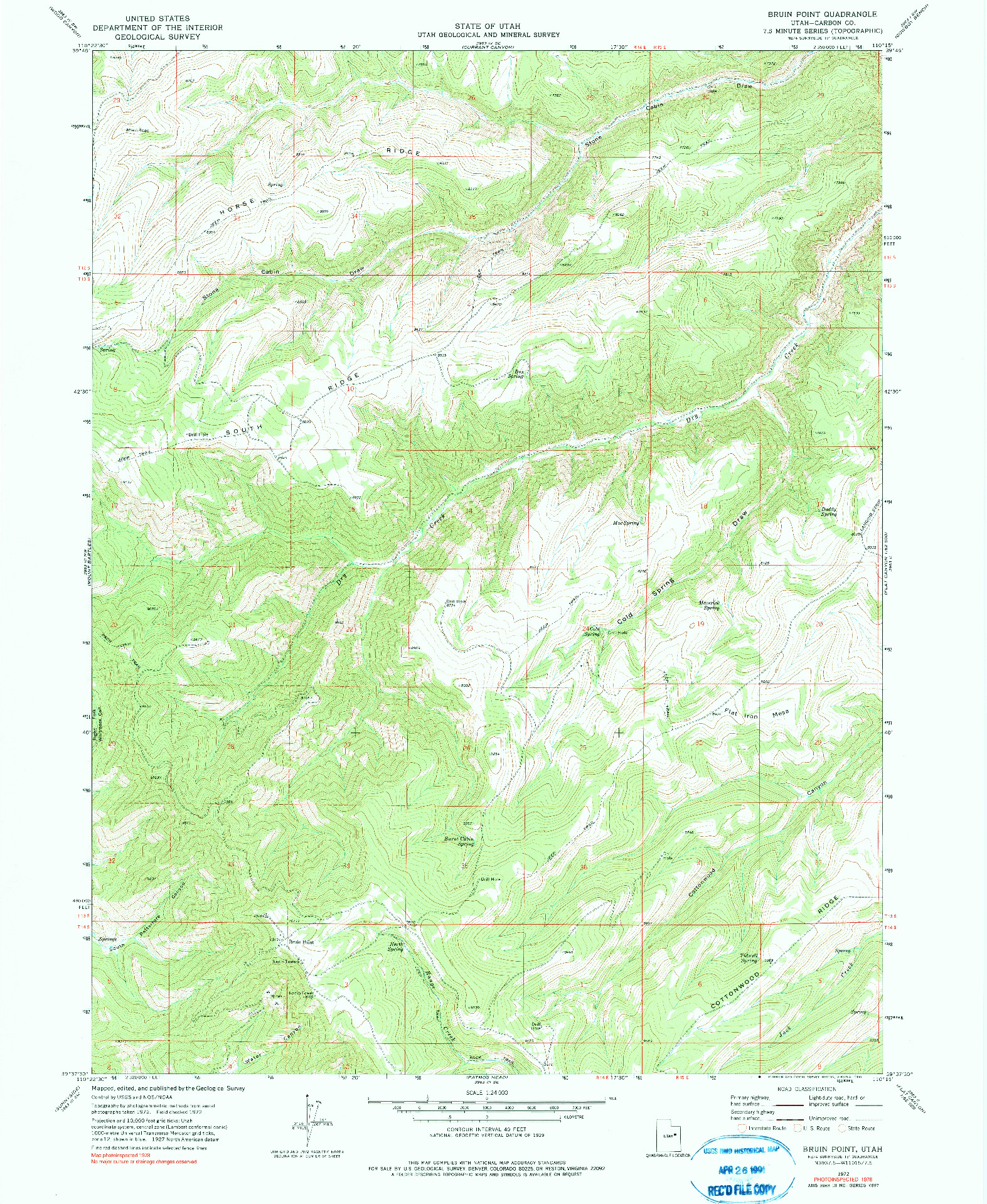 USGS 1:24000-SCALE QUADRANGLE FOR BRUIN POINT, UT 1972