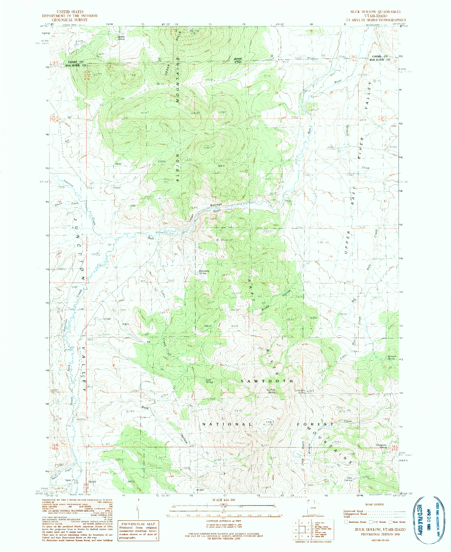 USGS 1:24000-SCALE QUADRANGLE FOR BUCK HOLLOW, UT 1990