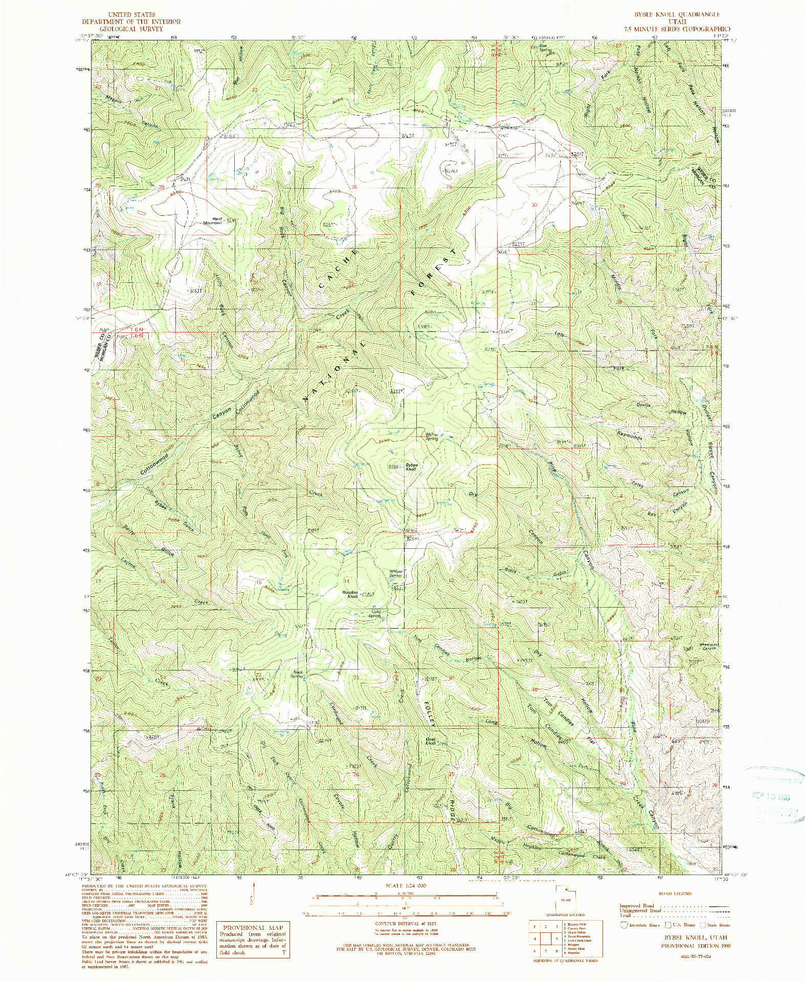 USGS 1:24000-SCALE QUADRANGLE FOR BYBEE KNOLL, UT 1990