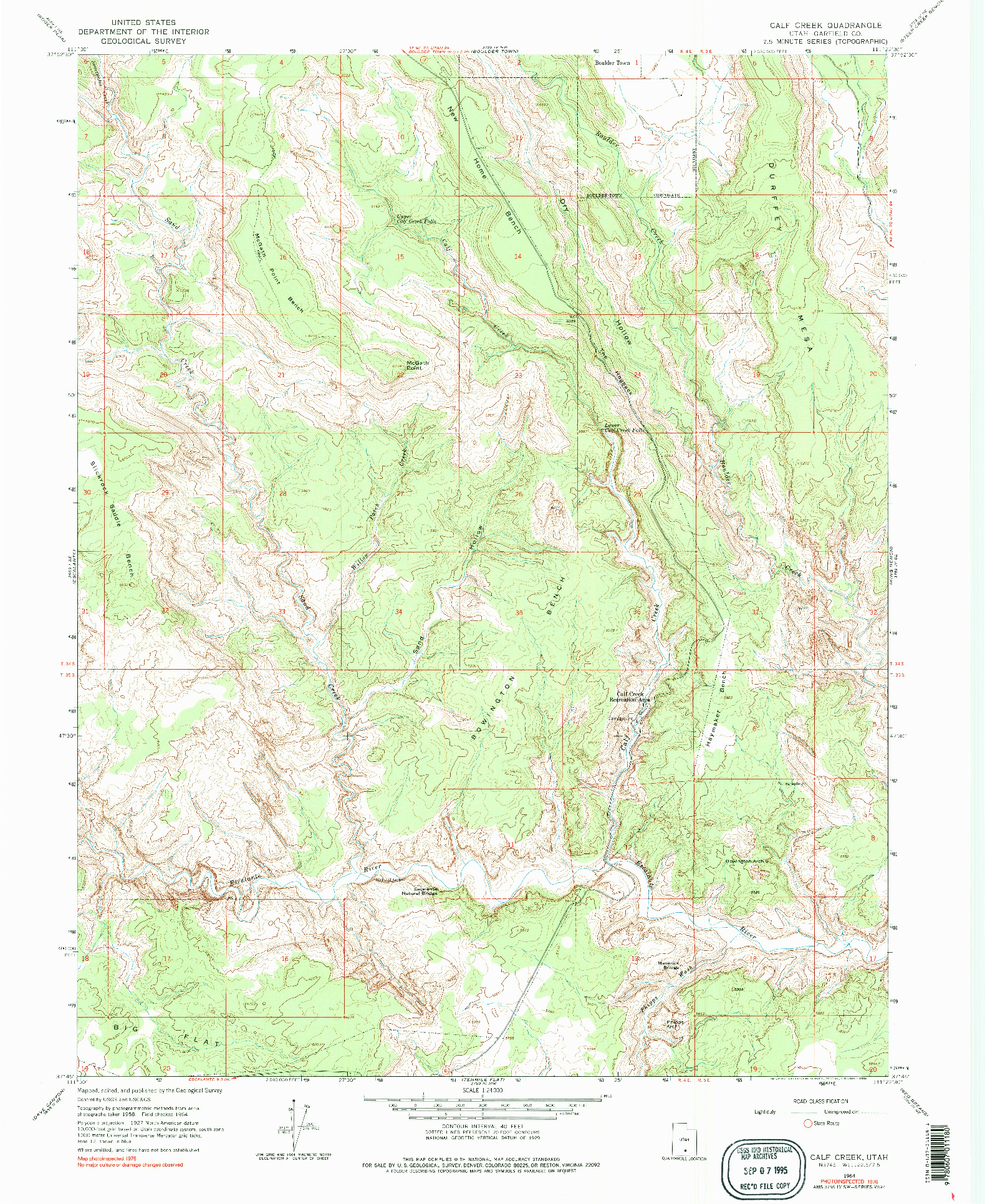 USGS 1:24000-SCALE QUADRANGLE FOR CALF CREEK, UT 1964