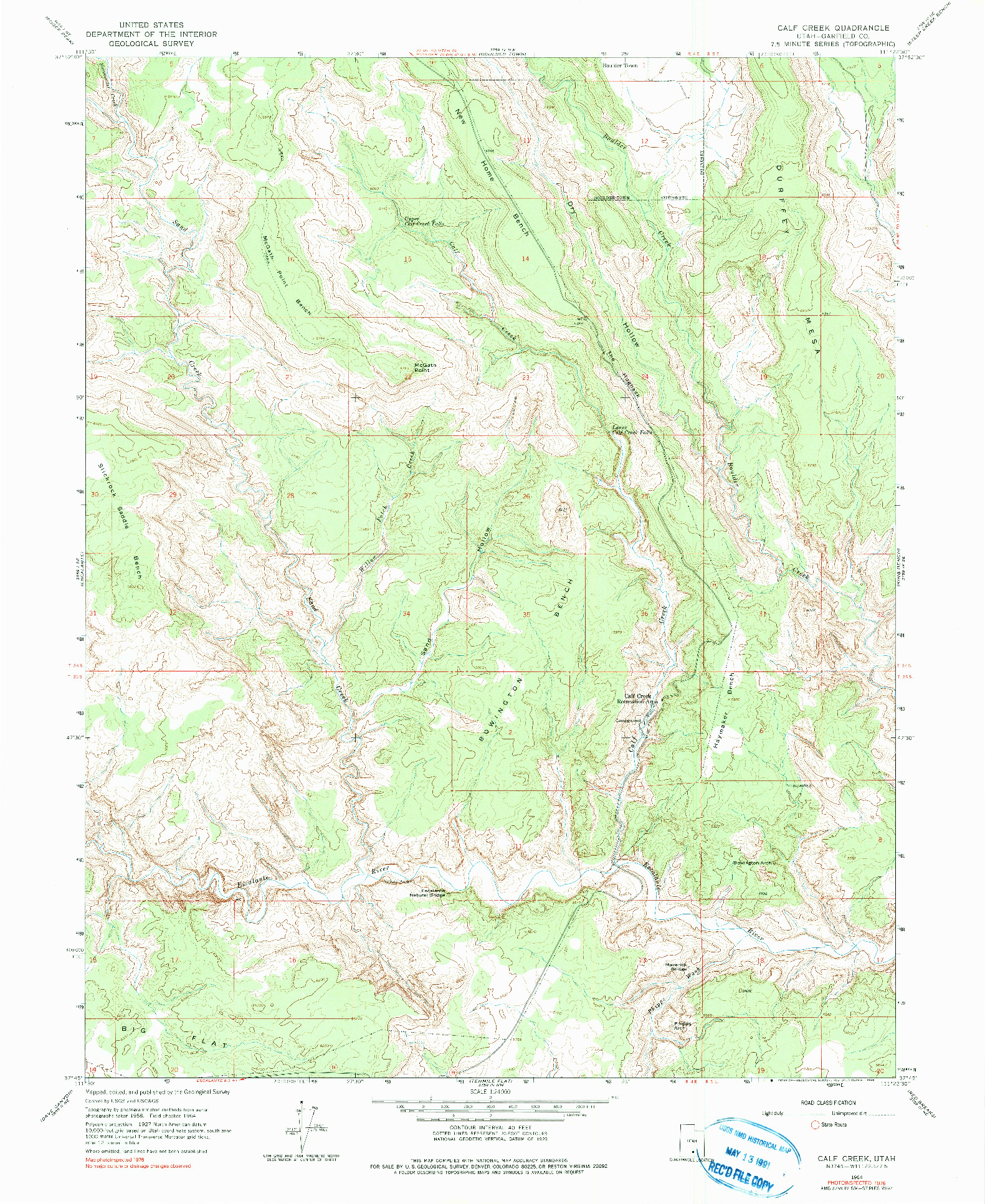 USGS 1:24000-SCALE QUADRANGLE FOR CALF CREEK, UT 1964