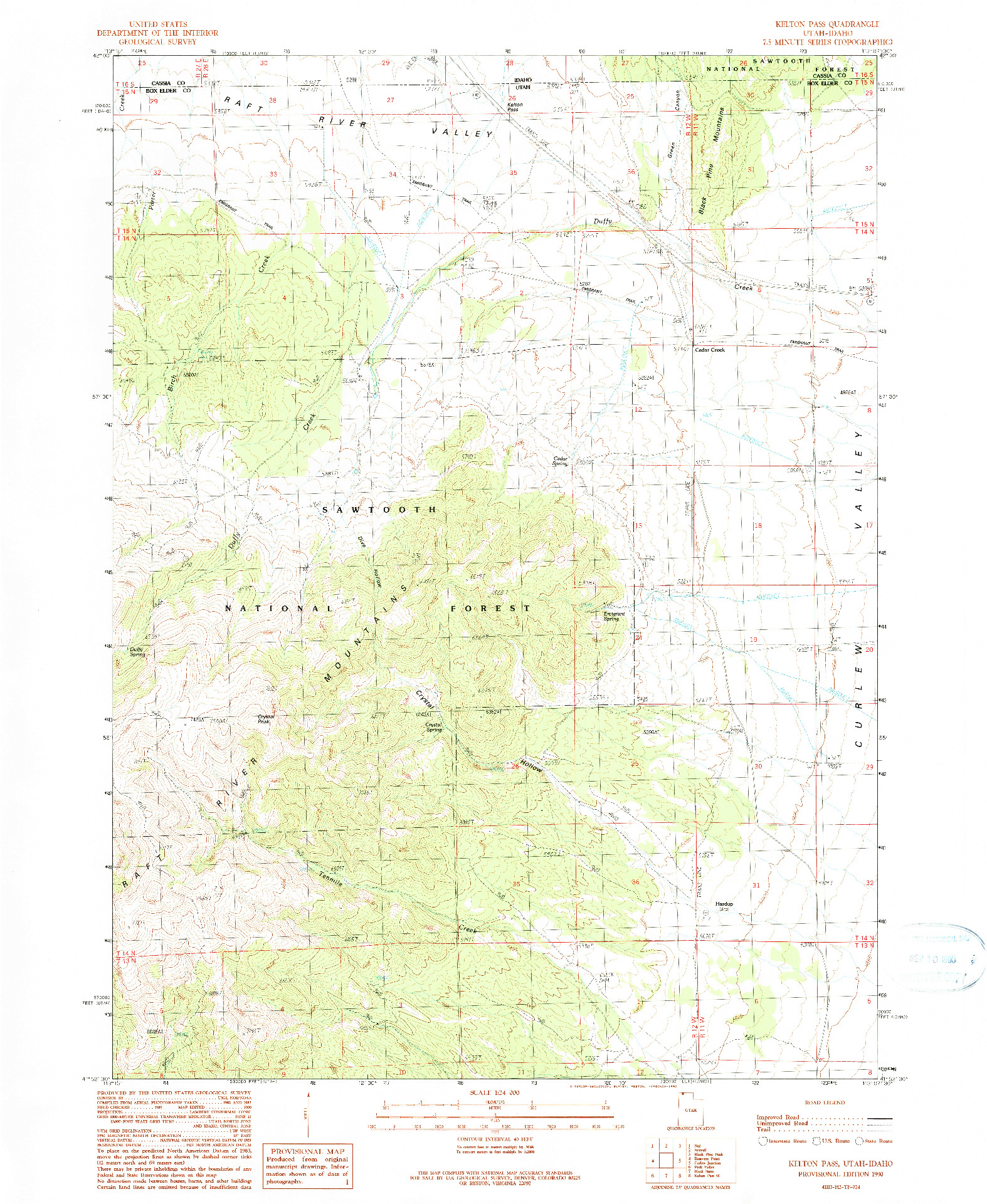 USGS 1:24000-SCALE QUADRANGLE FOR KELTON PASS, UT 1990