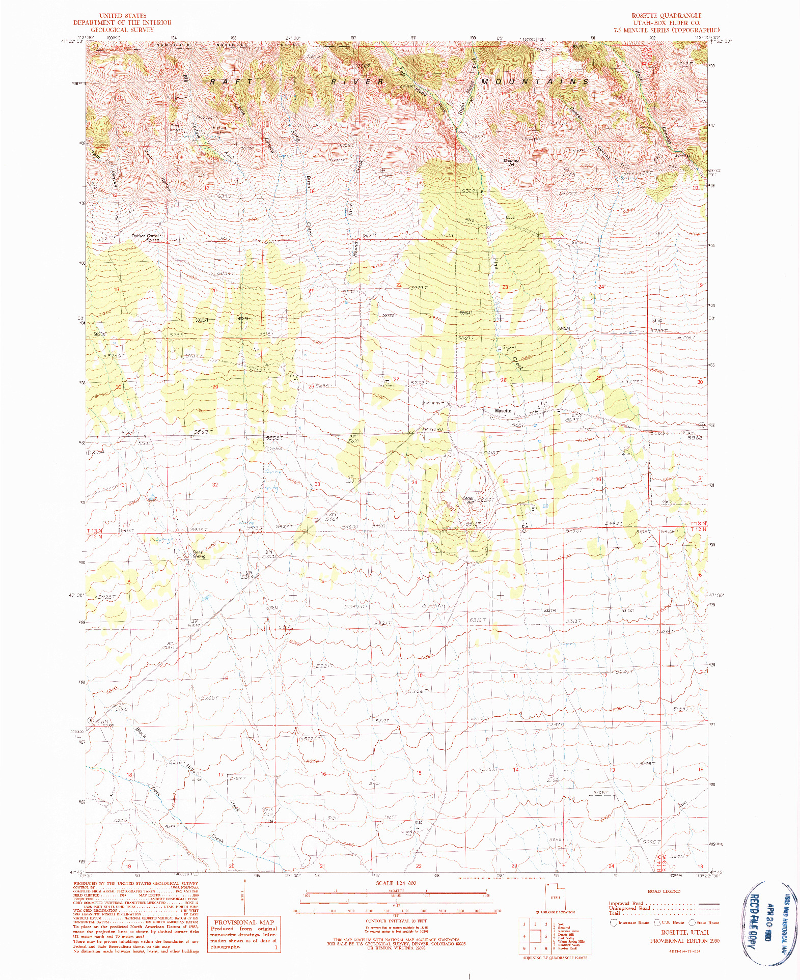 USGS 1:24000-SCALE QUADRANGLE FOR ROSETTE, UT 1990