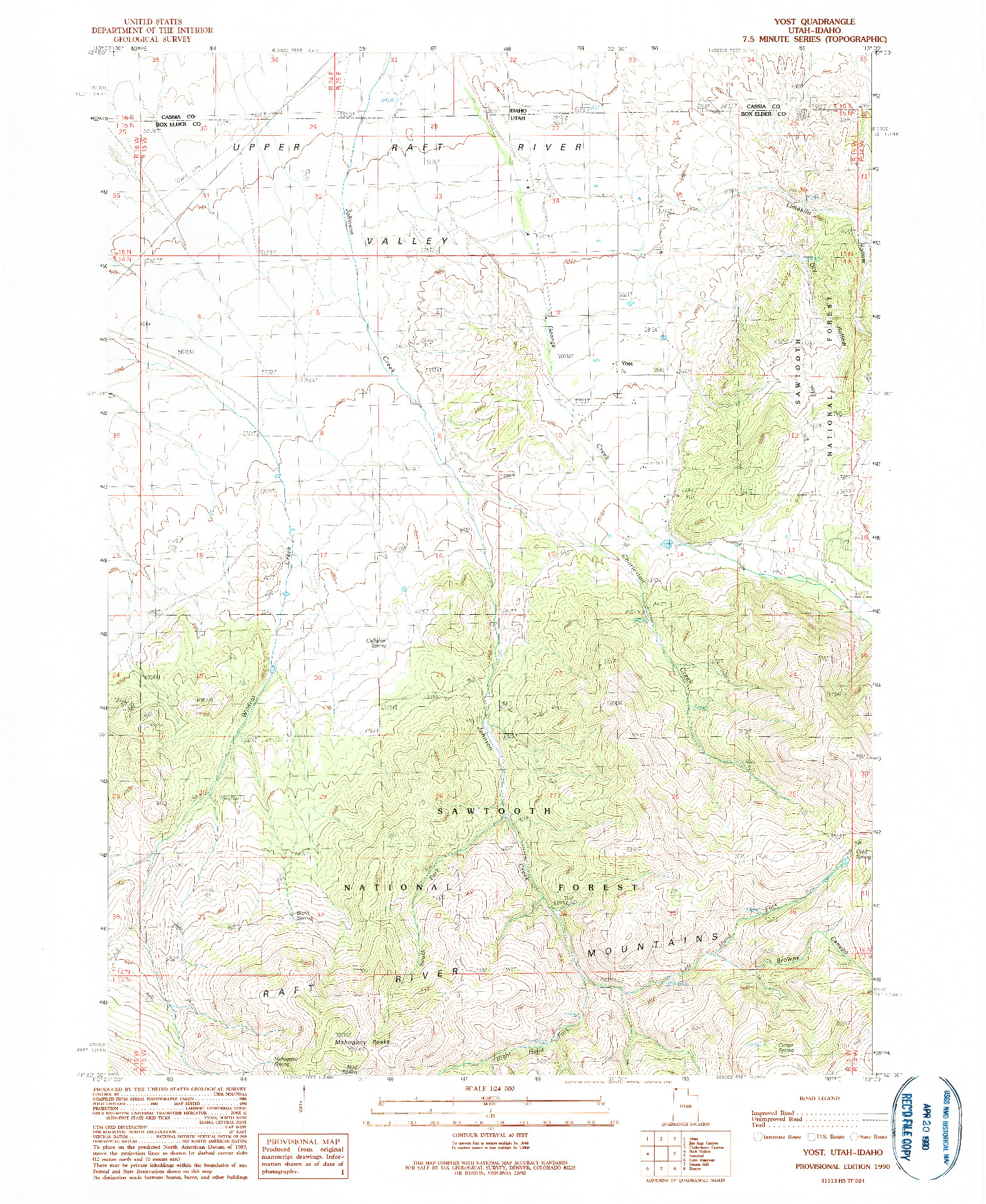 USGS 1:24000-SCALE QUADRANGLE FOR YOST, UT 1990