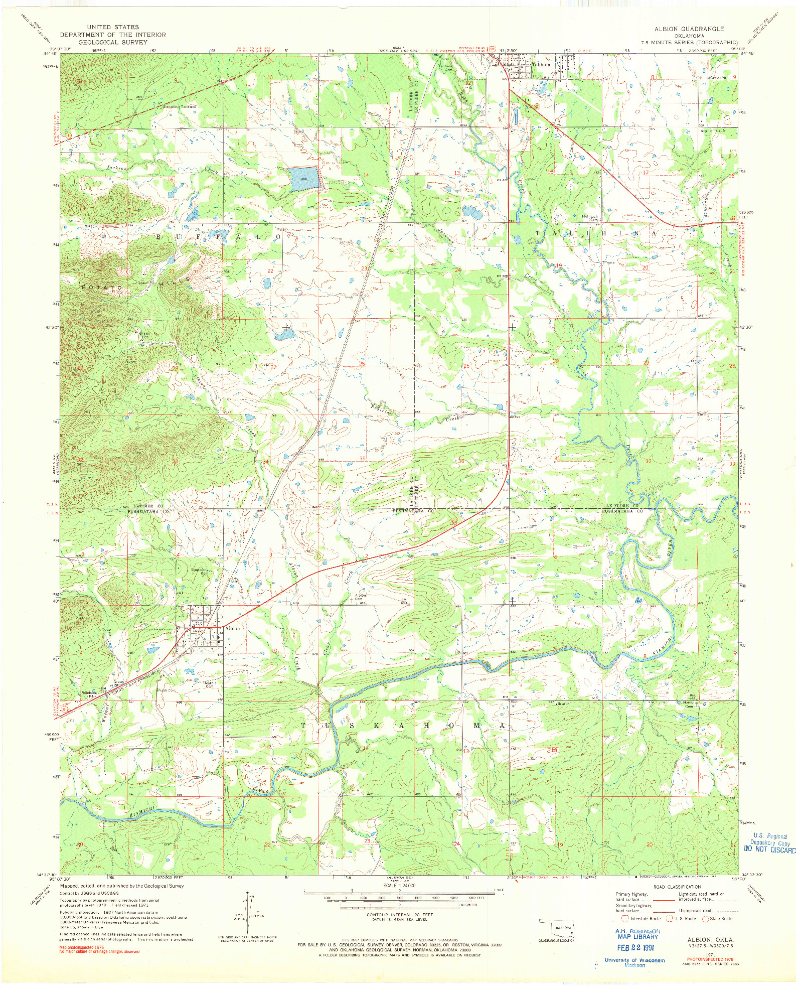 USGS 1:24000-SCALE QUADRANGLE FOR ALBION, OK 1971
