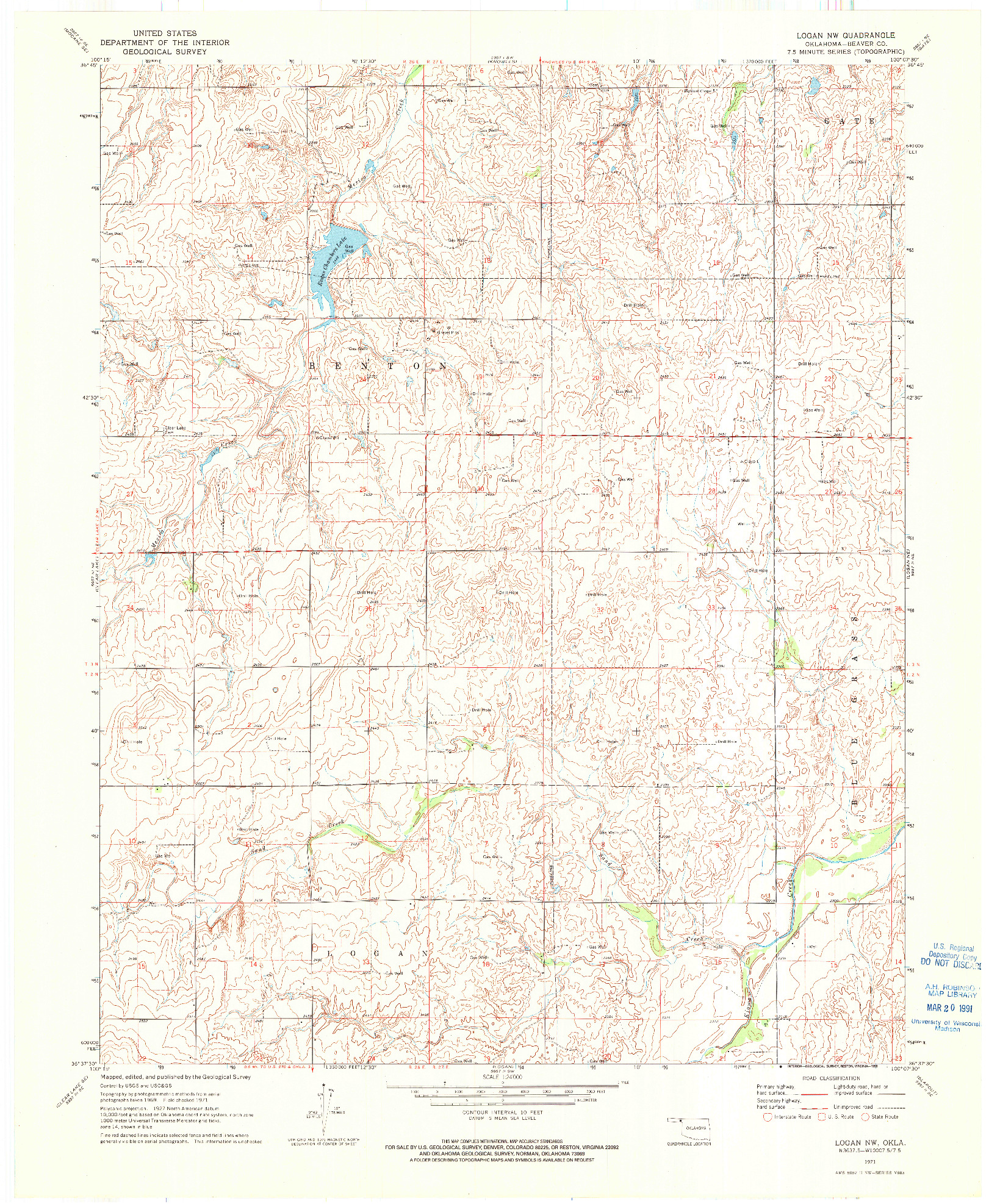USGS 1:24000-SCALE QUADRANGLE FOR LOGAN NW, OK 1971