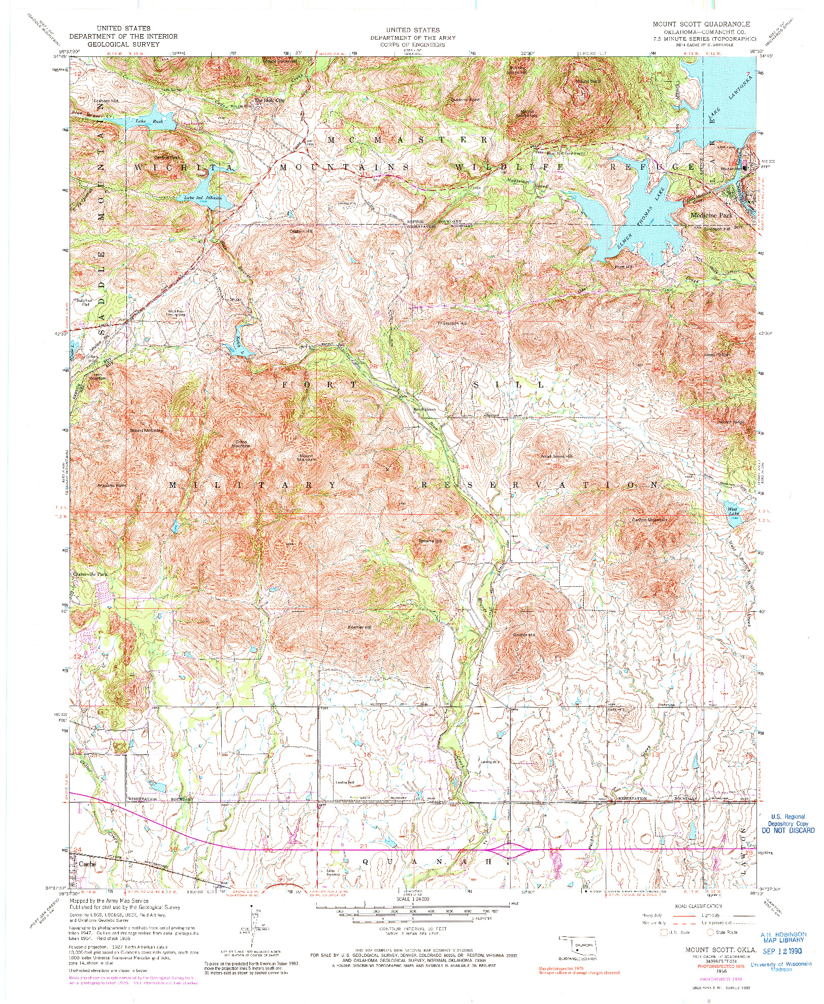 USGS 1:24000-SCALE QUADRANGLE FOR MOUNT SCOTT, OK 1956