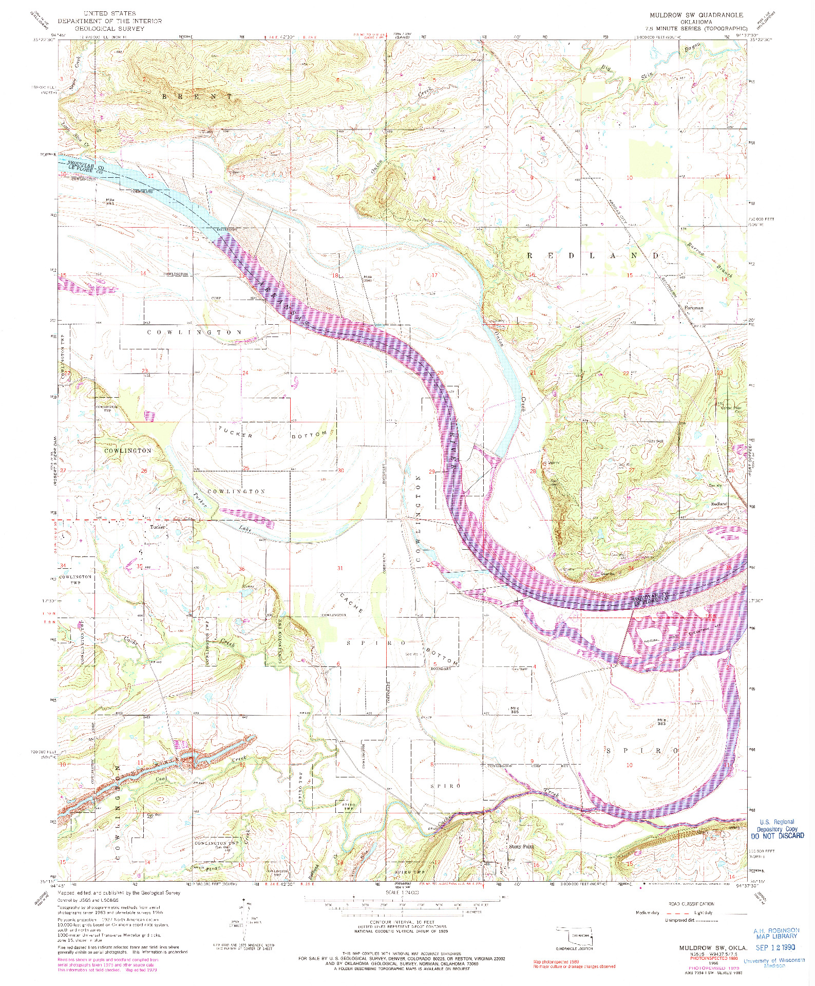 USGS 1:24000-SCALE QUADRANGLE FOR MULDROW SW, OK 1966