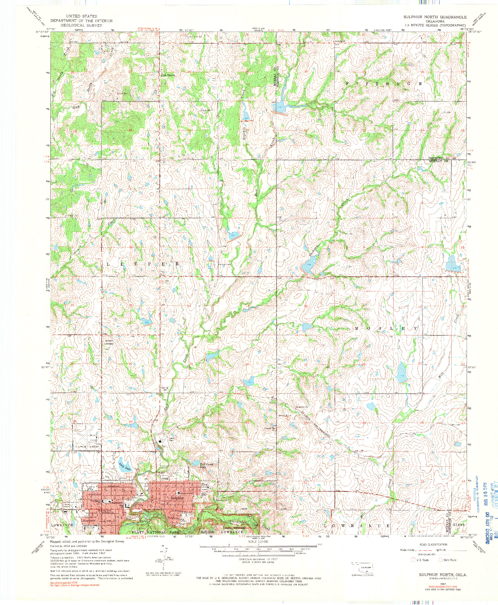 USGS 1:24000-SCALE QUADRANGLE FOR SULPHUR NORTH, OK 1967