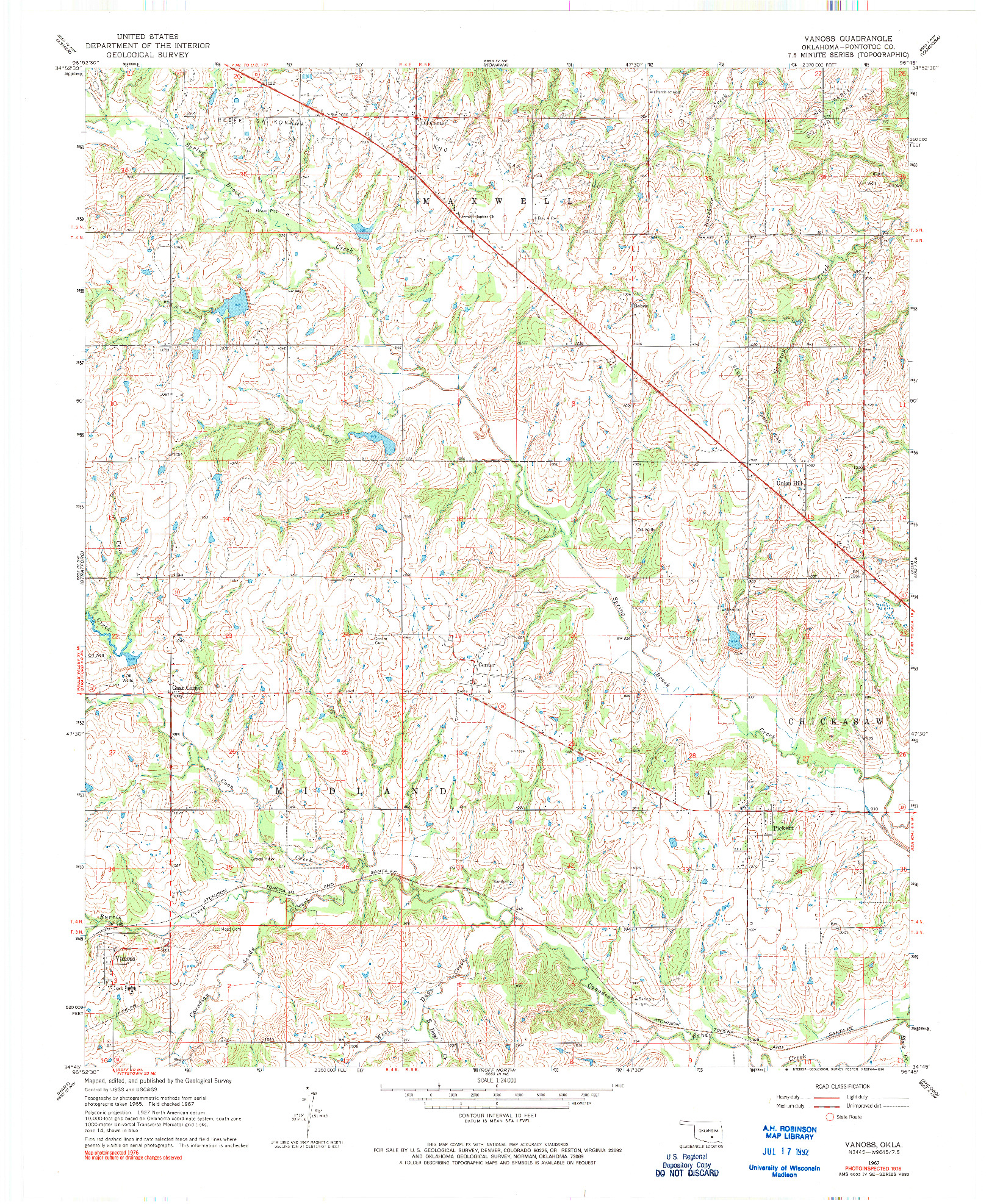 USGS 1:24000-SCALE QUADRANGLE FOR VANOSS, OK 1967