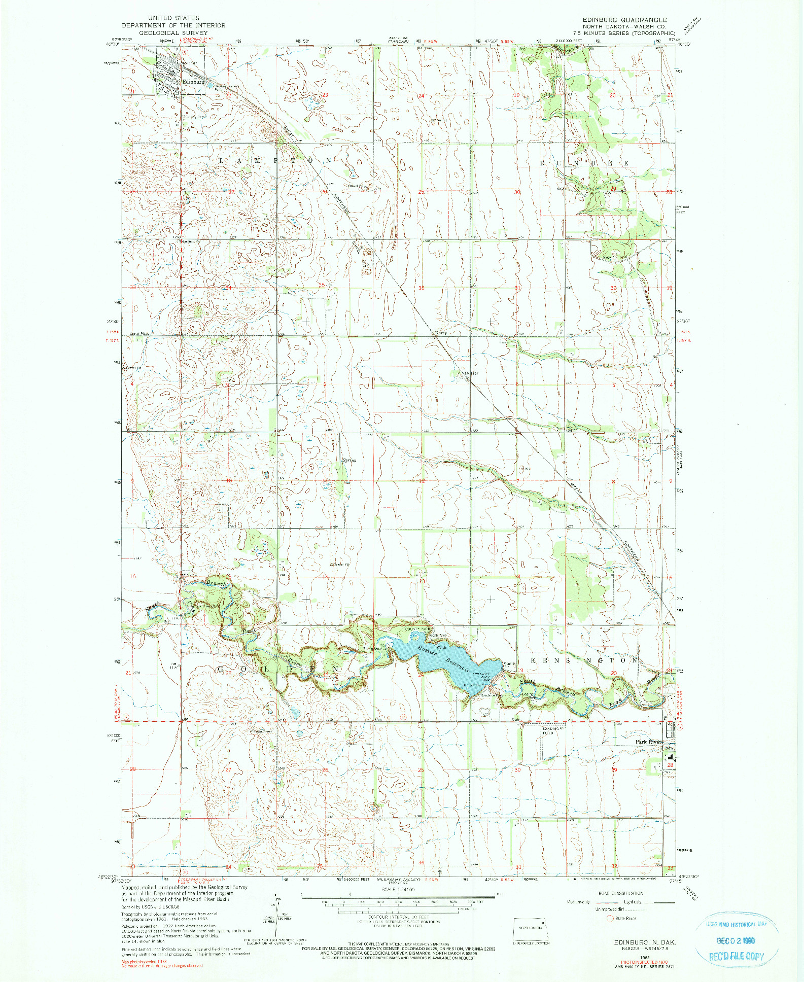 USGS 1:24000-SCALE QUADRANGLE FOR EDINBURG, ND 1963