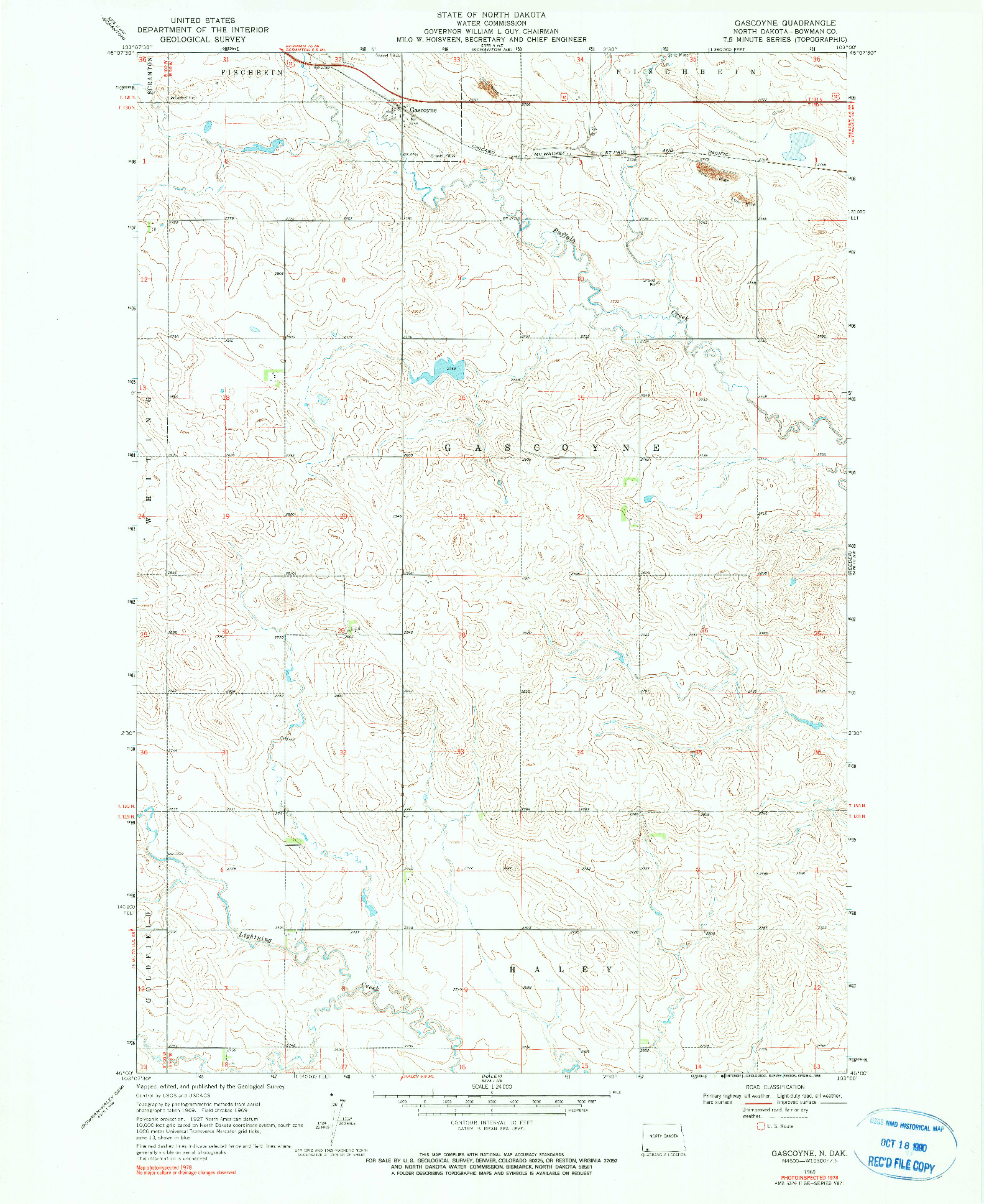 USGS 1:24000-SCALE QUADRANGLE FOR GASCOYNE, ND 1969