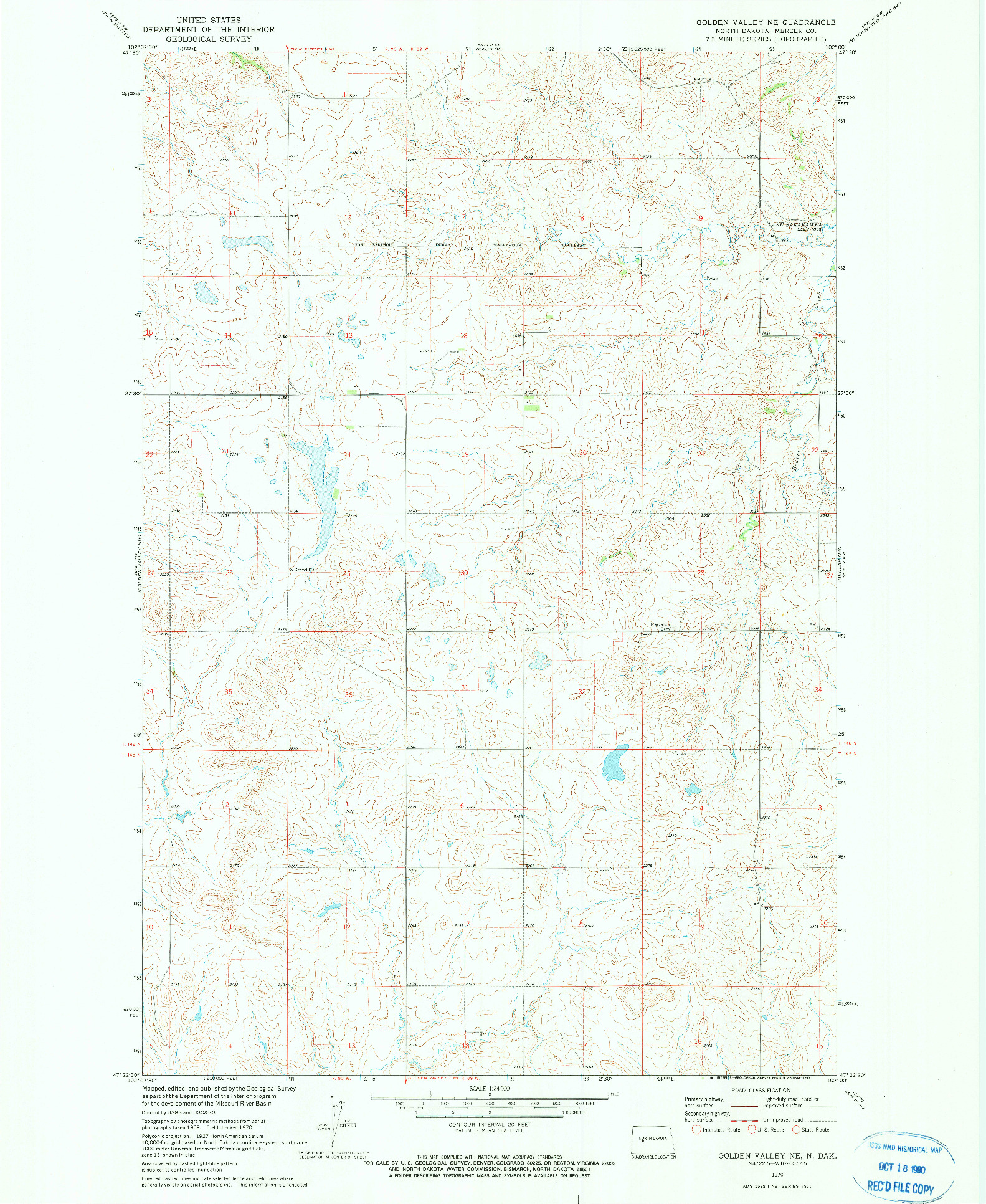 USGS 1:24000-SCALE QUADRANGLE FOR GOLDEN VALLEY NE, ND 1970