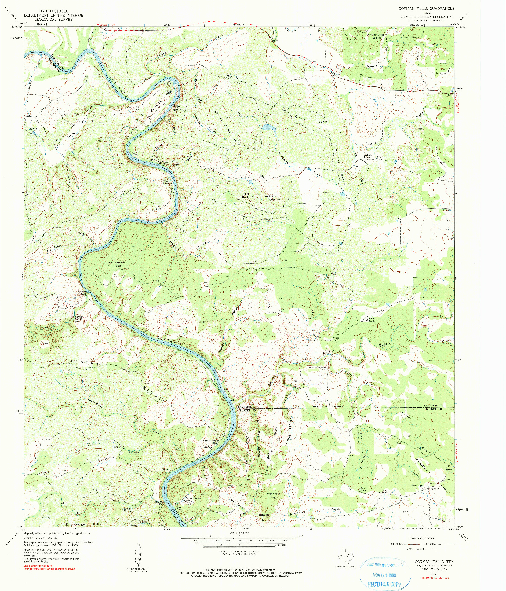 USGS 1:24000-SCALE QUADRANGLE FOR GORMAN FALLS, TX 1959