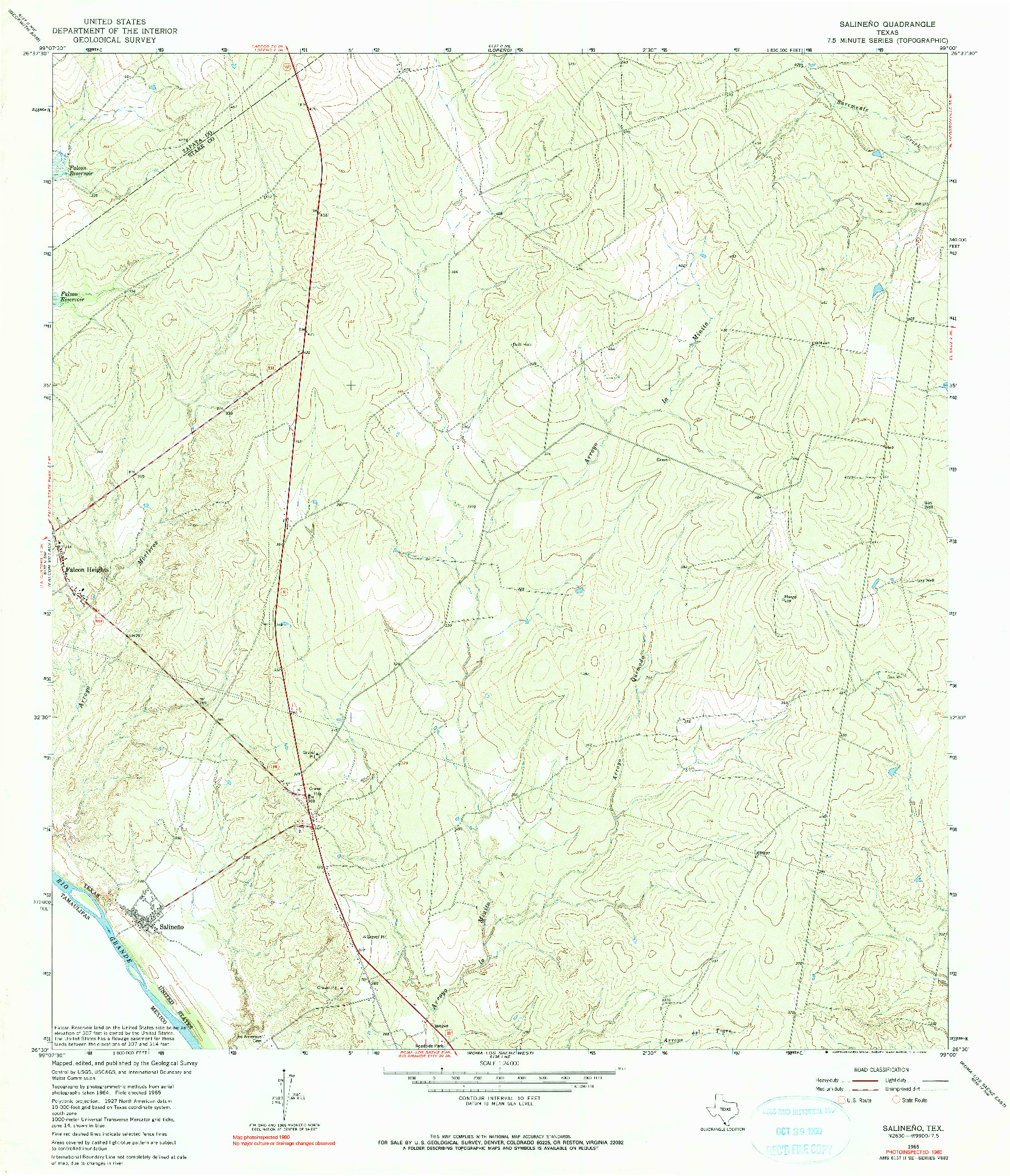 USGS 1:24000-SCALE QUADRANGLE FOR SALINENO, TX 1965