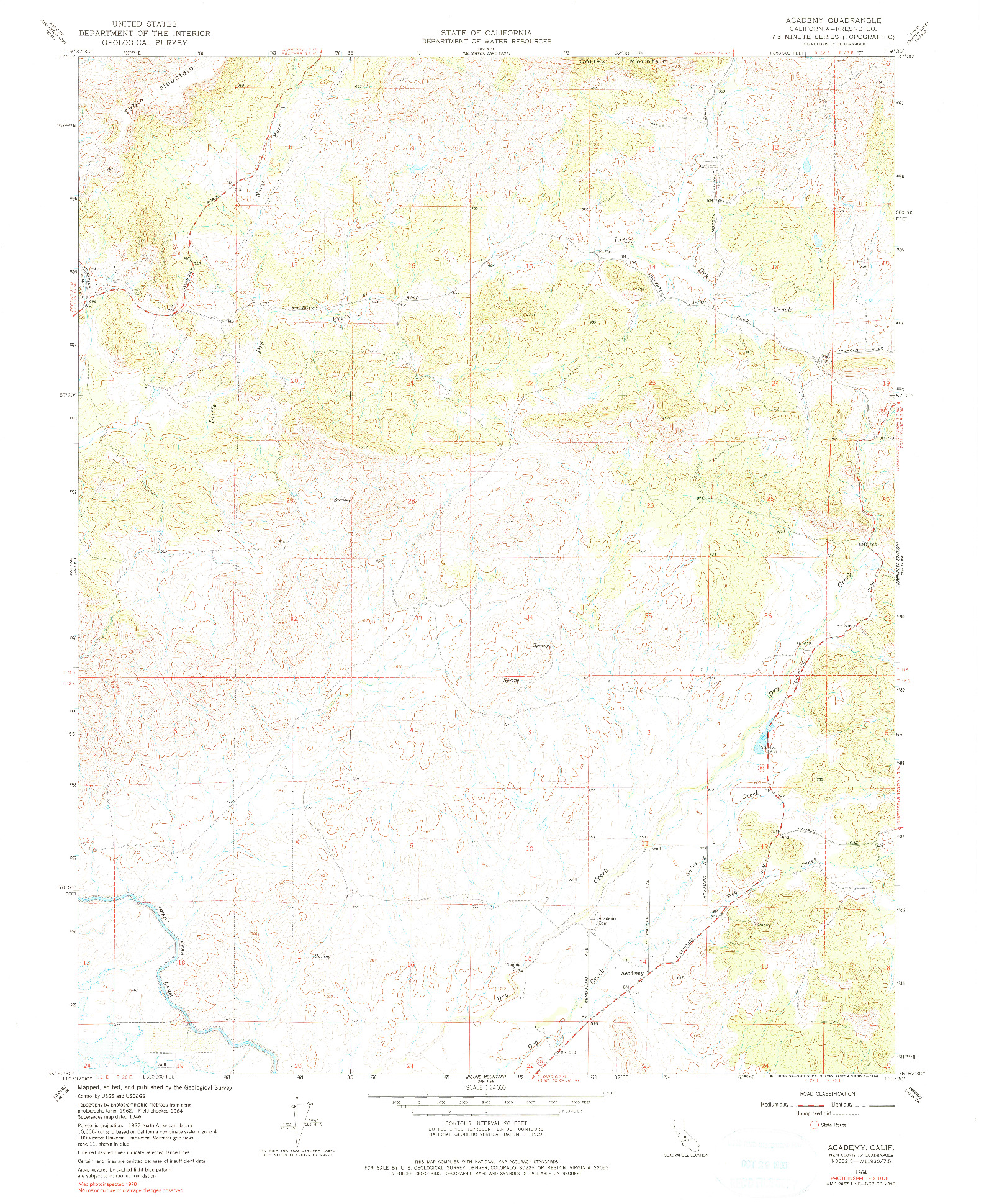 USGS 1:24000-SCALE QUADRANGLE FOR ACADEMY, CA 1964