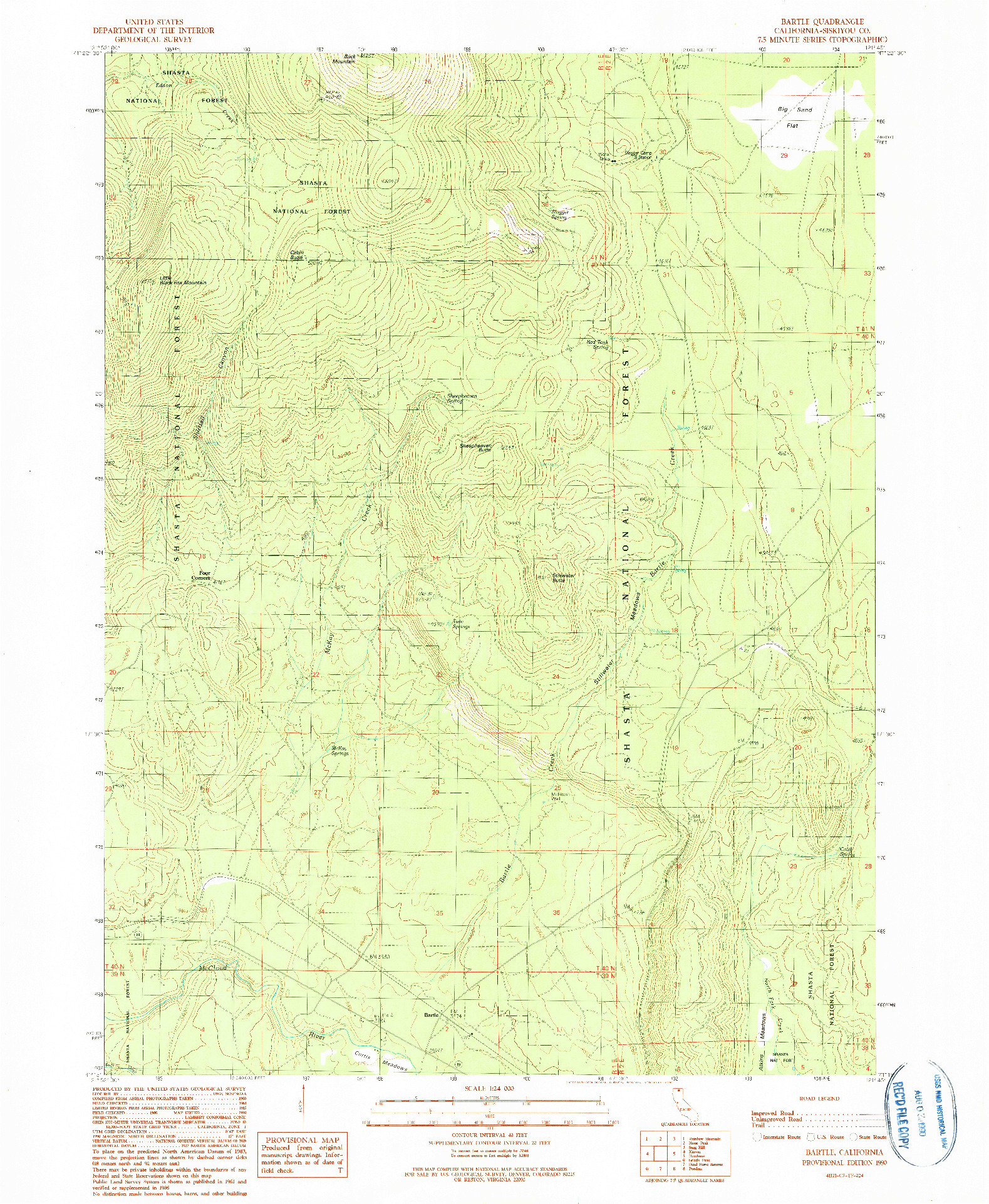 USGS 1:24000-SCALE QUADRANGLE FOR BARTLE, CA 1990