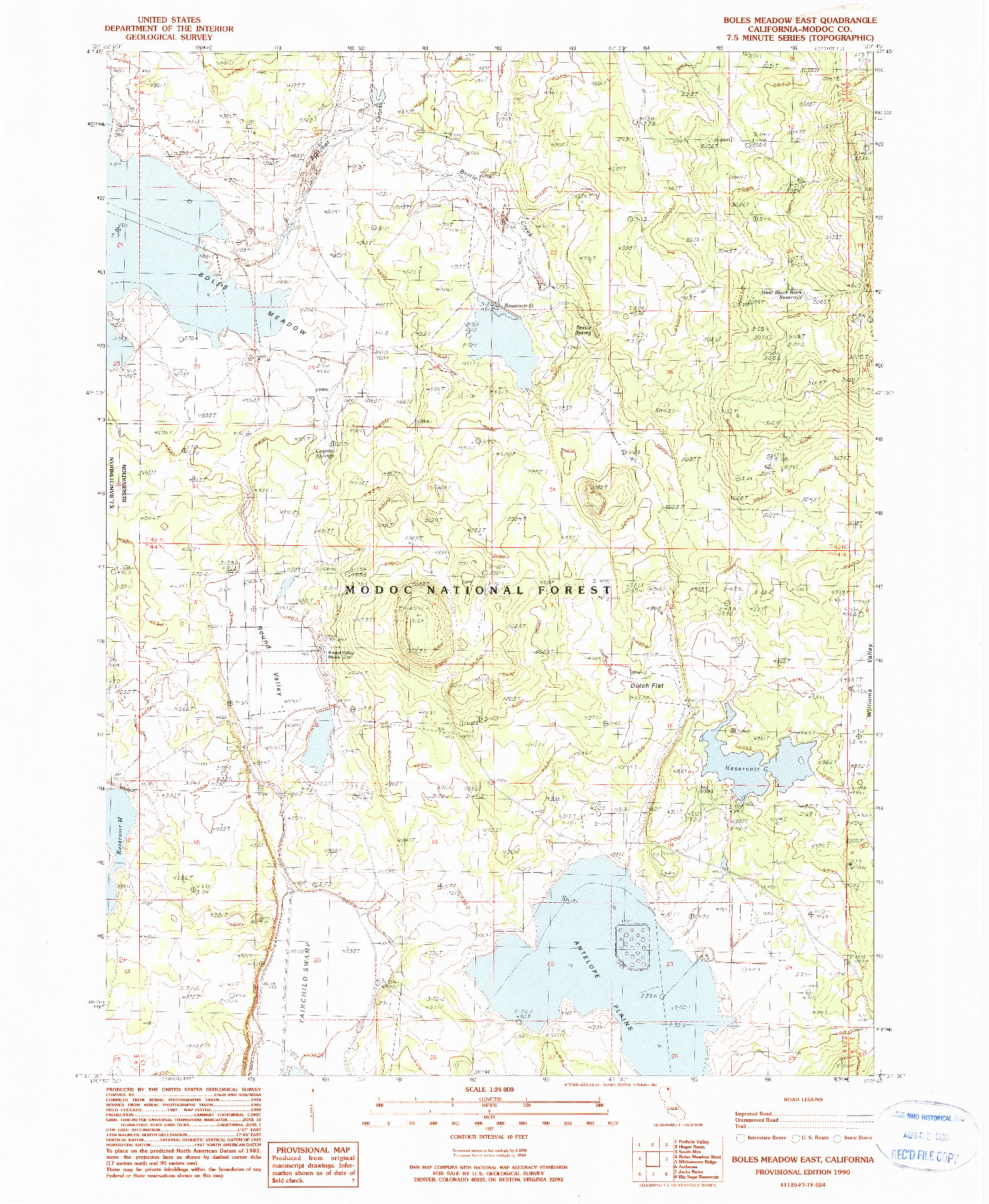 USGS 1:24000-SCALE QUADRANGLE FOR BOLES MEADOW EAST, CA 1990