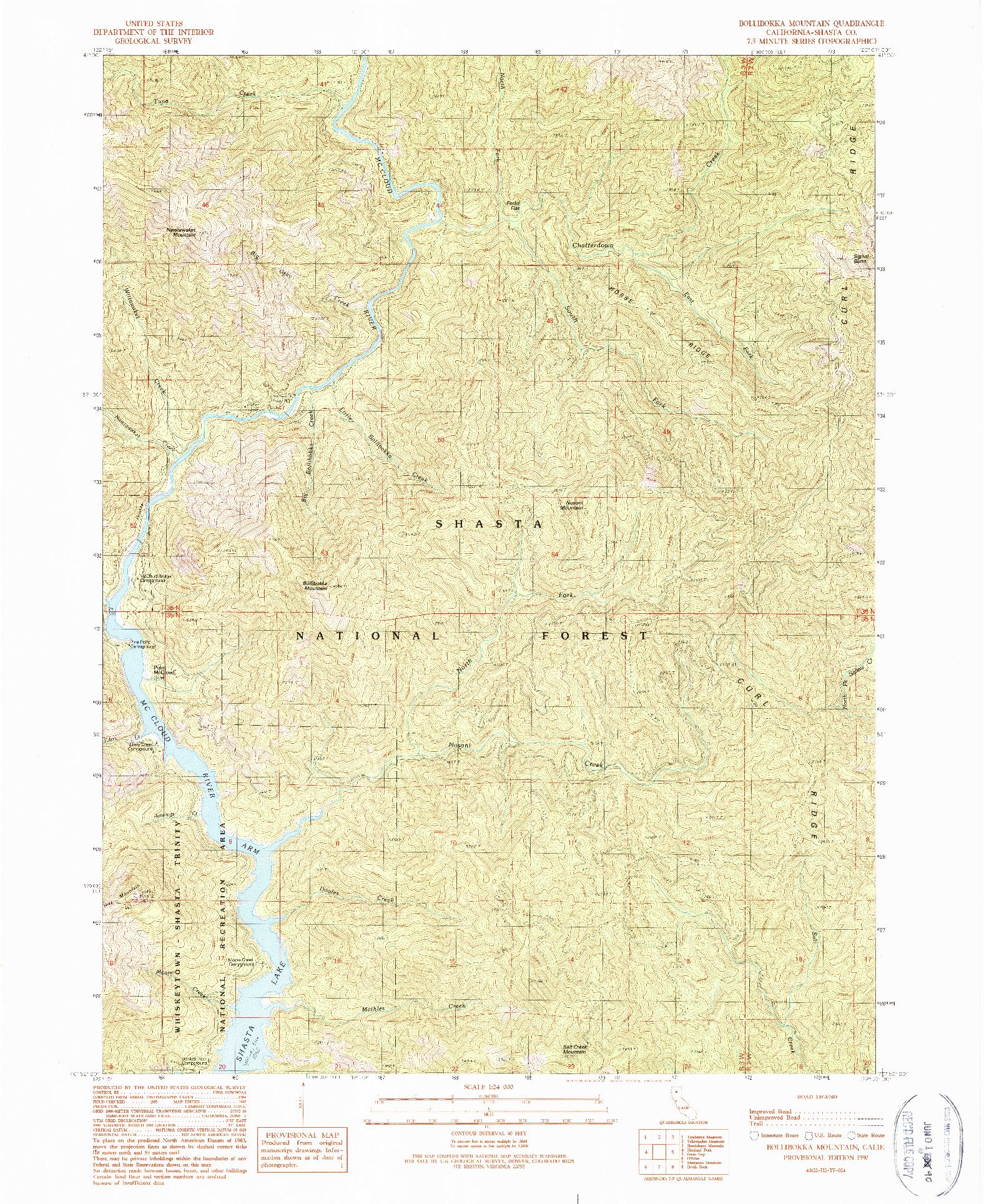 USGS 1:24000-SCALE QUADRANGLE FOR BOLLIBOKKA MOUNTAIN, CA 1990