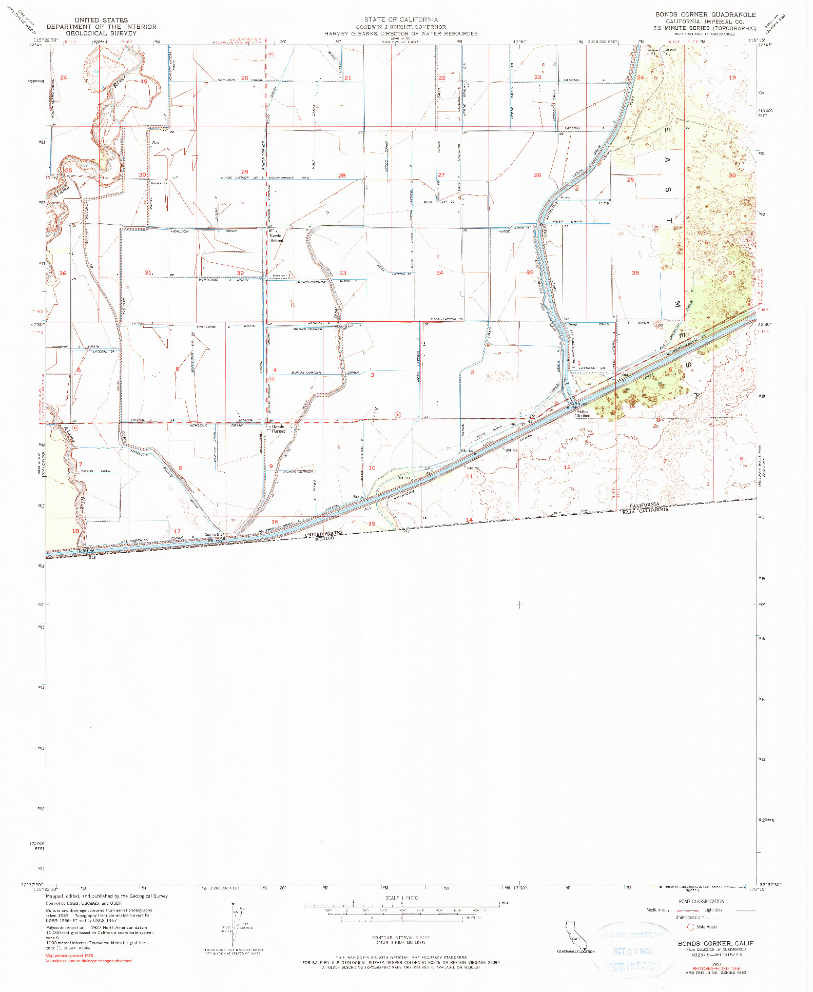 USGS 1:24000-SCALE QUADRANGLE FOR BONDS CORNER, CA 1957