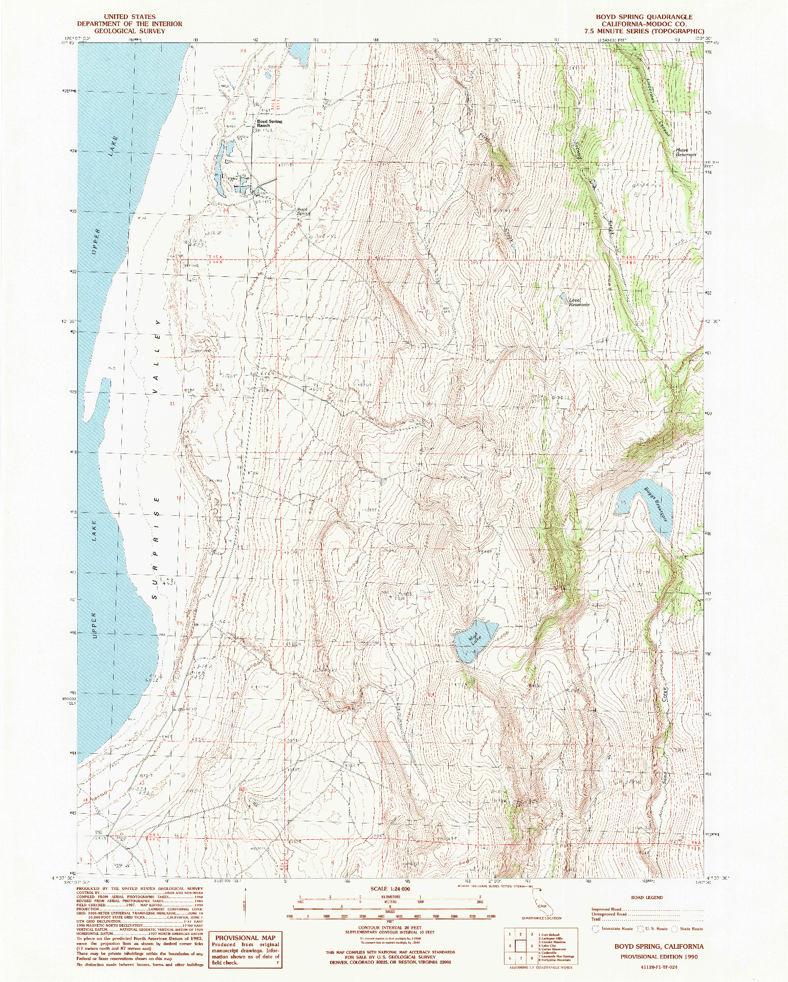 USGS 1:24000-SCALE QUADRANGLE FOR BOYD SPRING, CA 1990