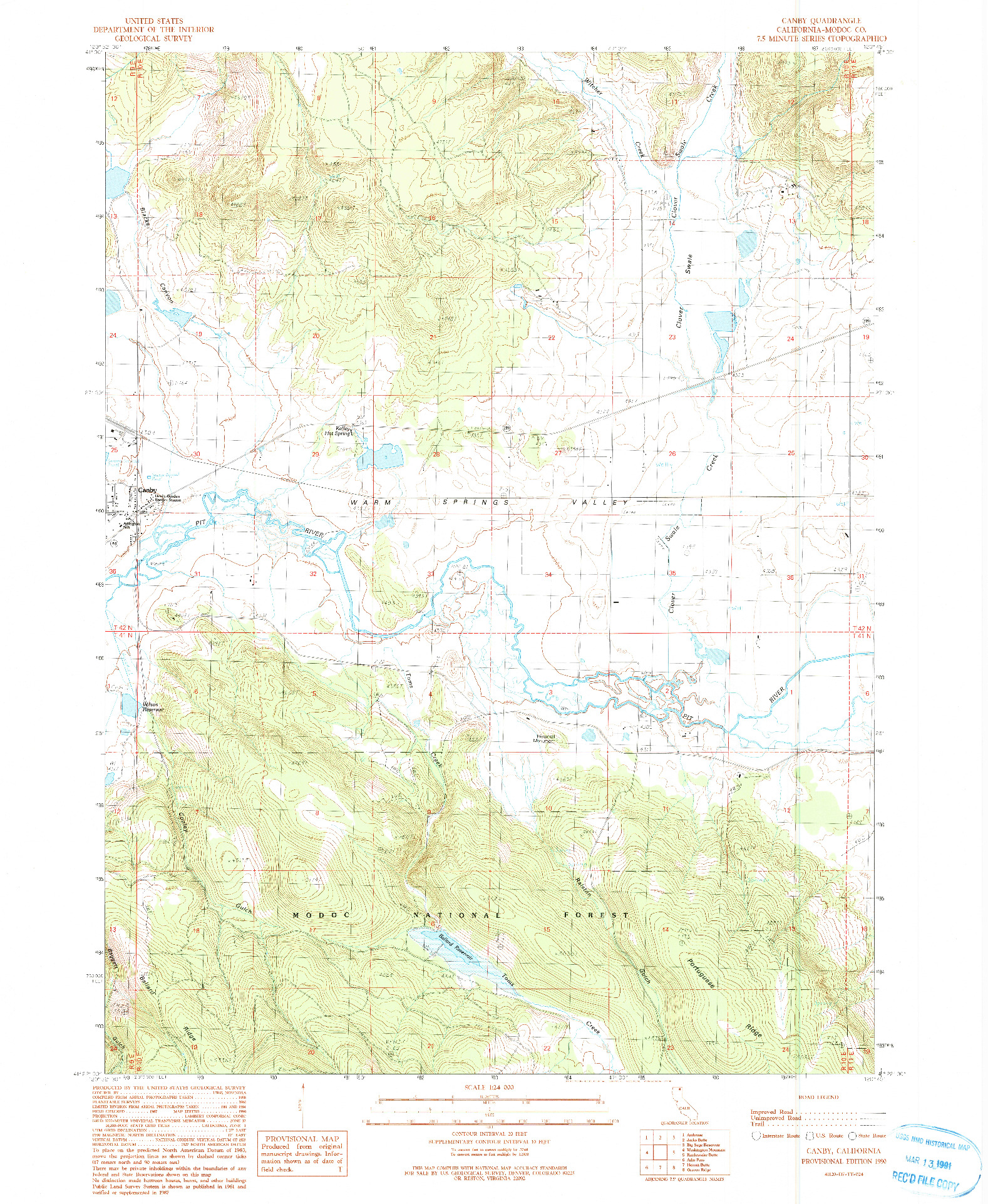 USGS 1:24000-SCALE QUADRANGLE FOR CANBY, CA 1990