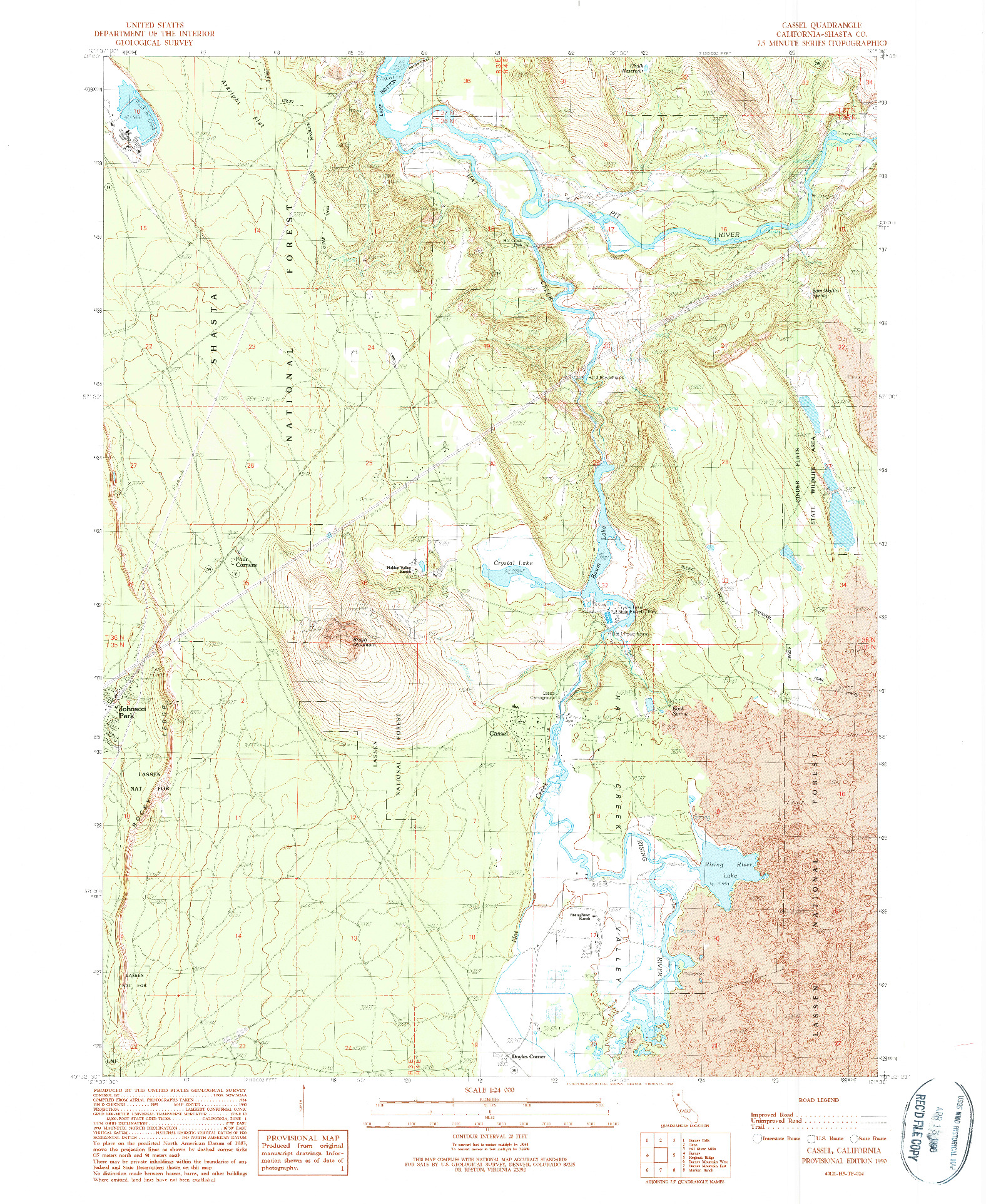 USGS 1:24000-SCALE QUADRANGLE FOR CASSEL, CA 1990