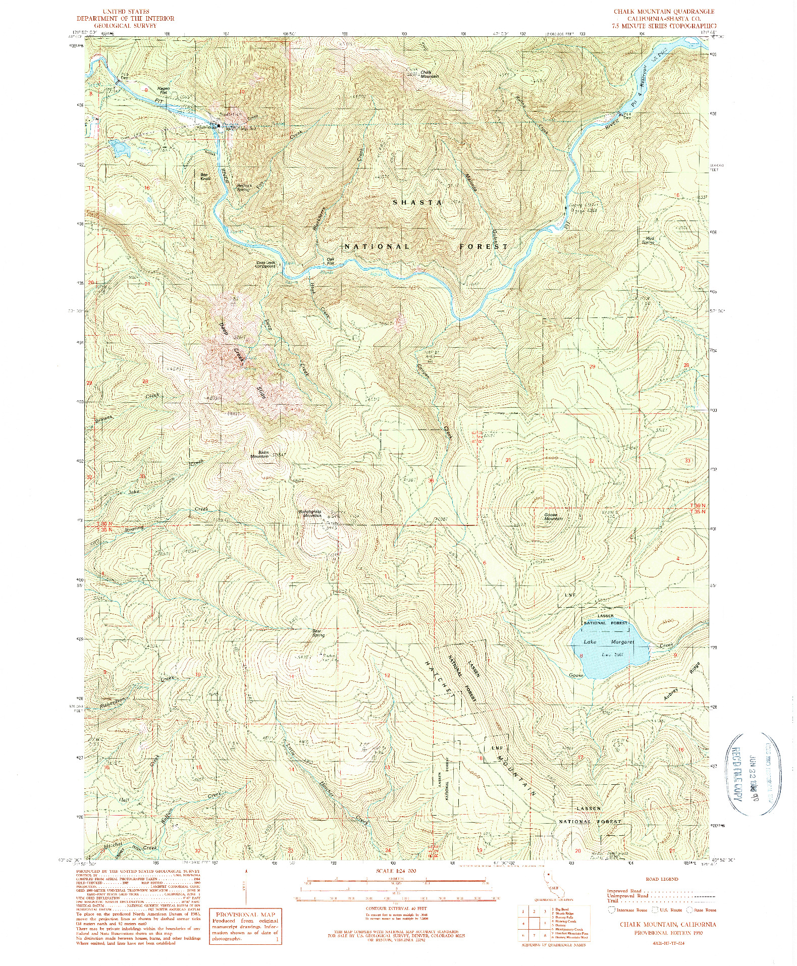 USGS 1:24000-SCALE QUADRANGLE FOR CHALK MOUNTAIN, CA 1990