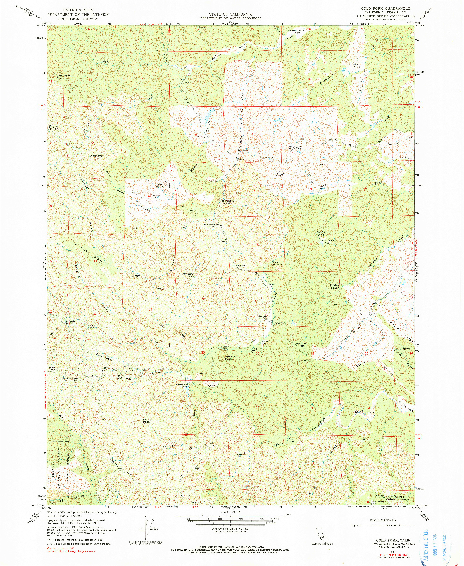 USGS 1:24000-SCALE QUADRANGLE FOR COLD FORK, CA 1967