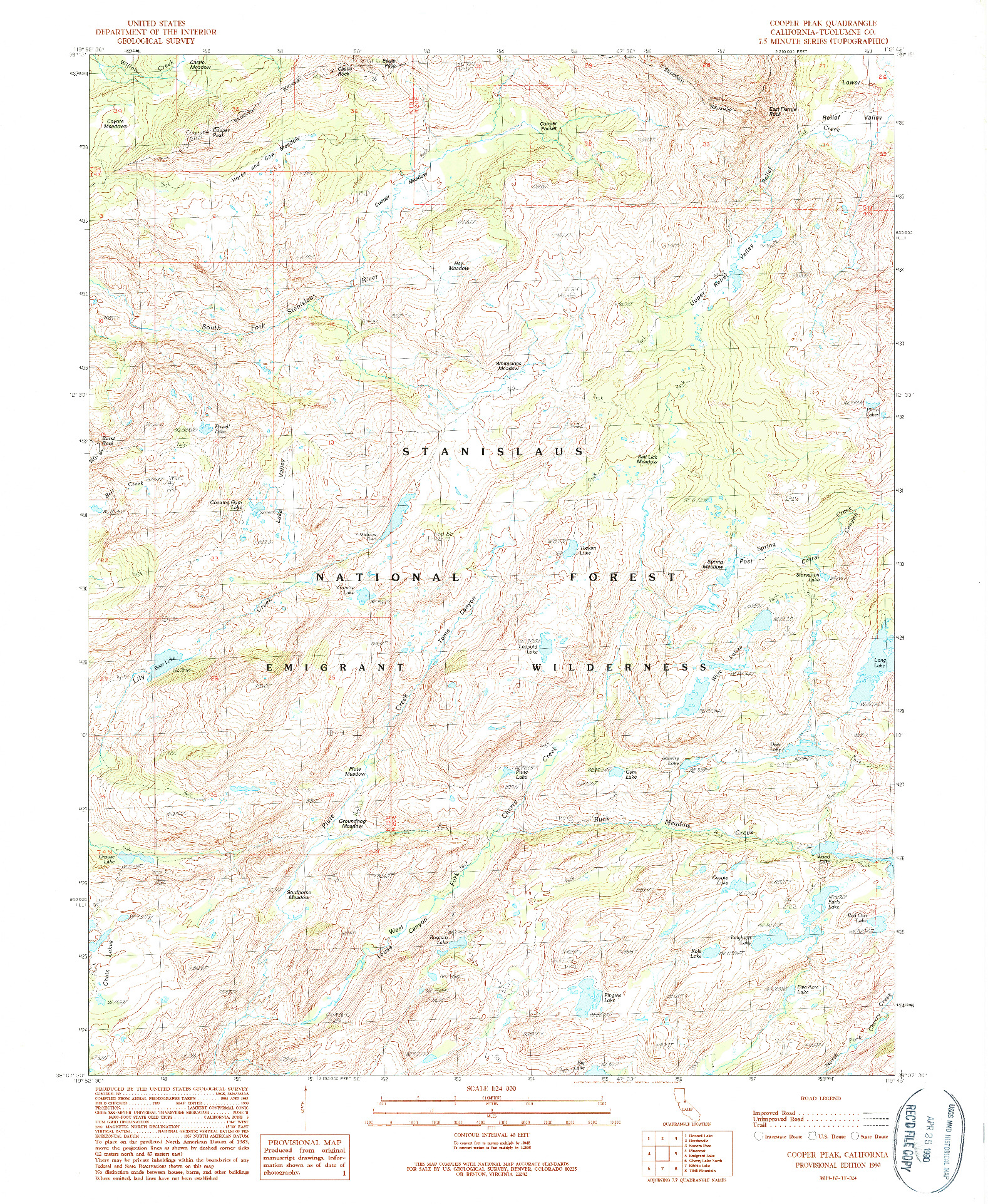 USGS 1:24000-SCALE QUADRANGLE FOR COOPER PEAK, CA 1990