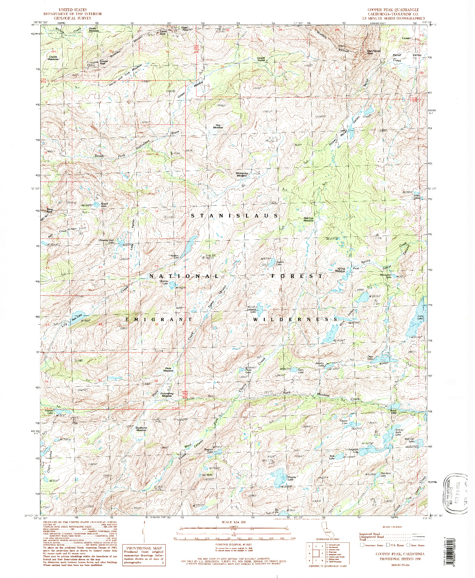 USGS 1:24000-SCALE QUADRANGLE FOR COOPER PEAK, CA 1990