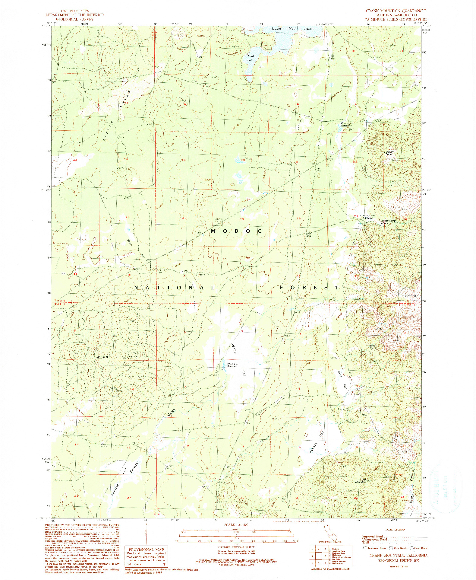 USGS 1:24000-SCALE QUADRANGLE FOR CRANK MOUNTAIN, CA 1990