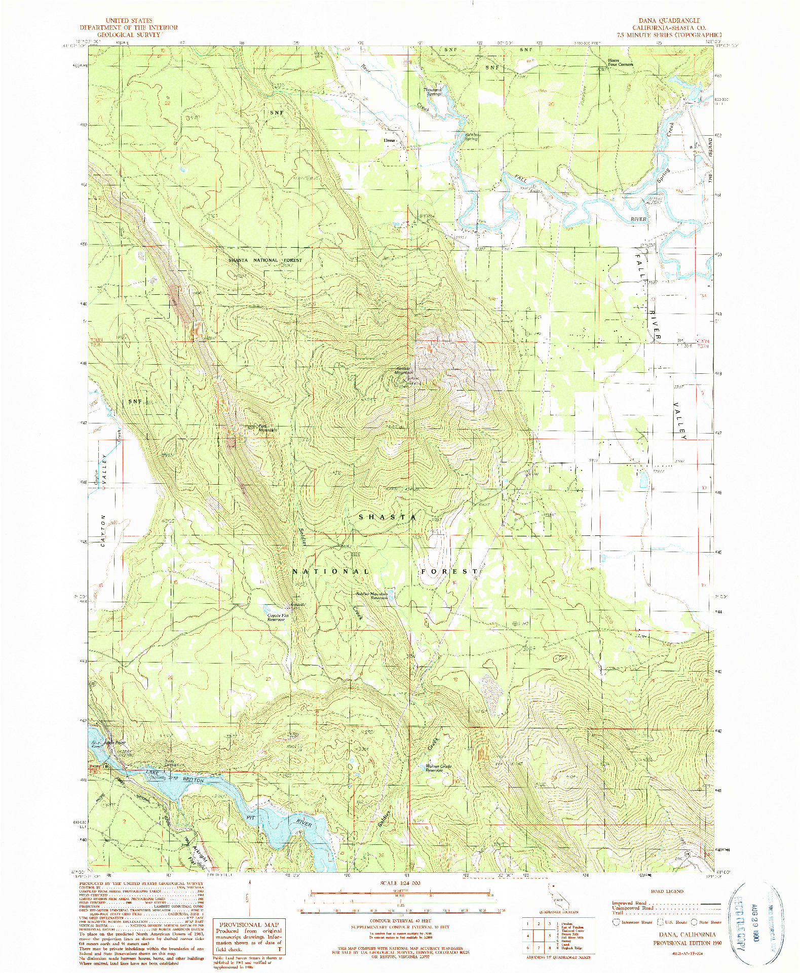 USGS 1:24000-SCALE QUADRANGLE FOR DANA, CA 1990