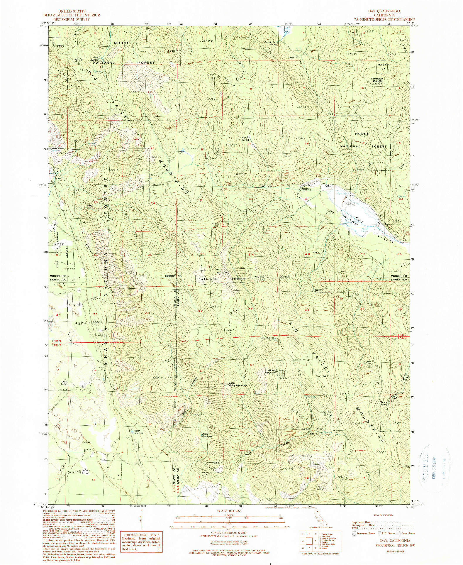 USGS 1:24000-SCALE QUADRANGLE FOR DAY, CA 1990