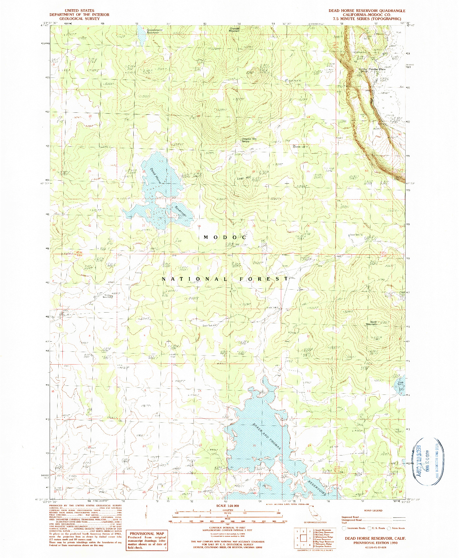 USGS 1:24000-SCALE QUADRANGLE FOR DEAD HORSE RESERVOIR, CA 1990