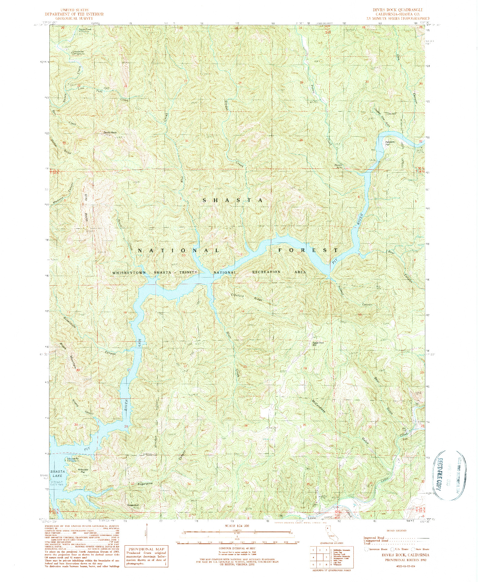 USGS 1:24000-SCALE QUADRANGLE FOR DEVILS ROCK, CA 1990