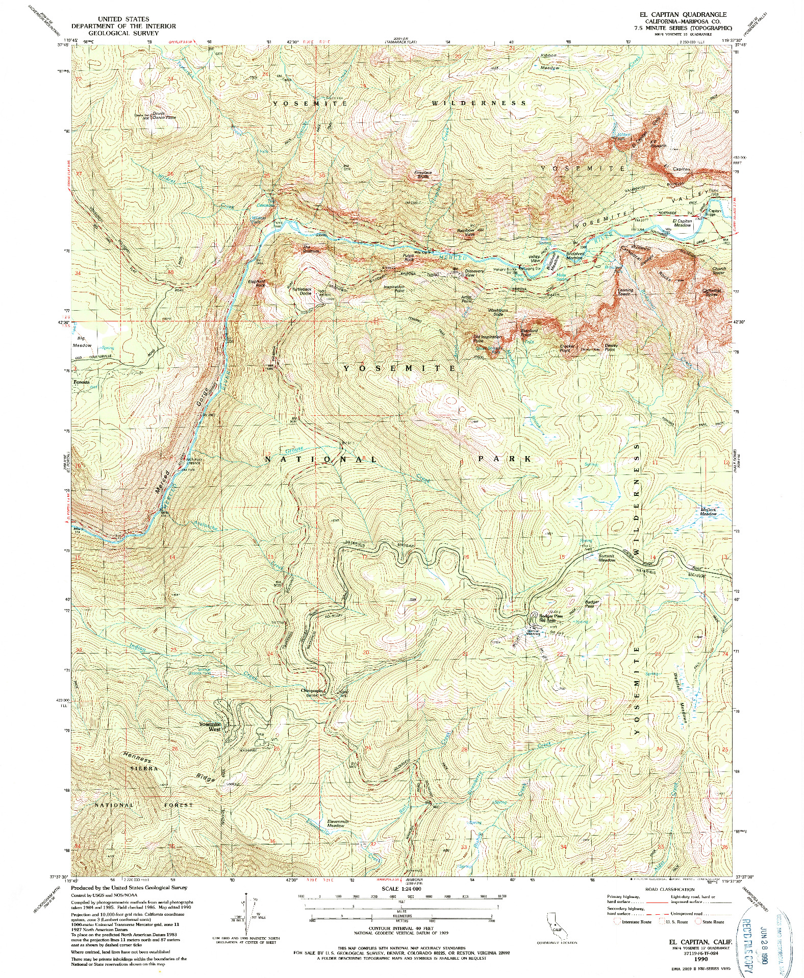 USGS 1:24000-SCALE QUADRANGLE FOR EL CAPITAN, CA 1990