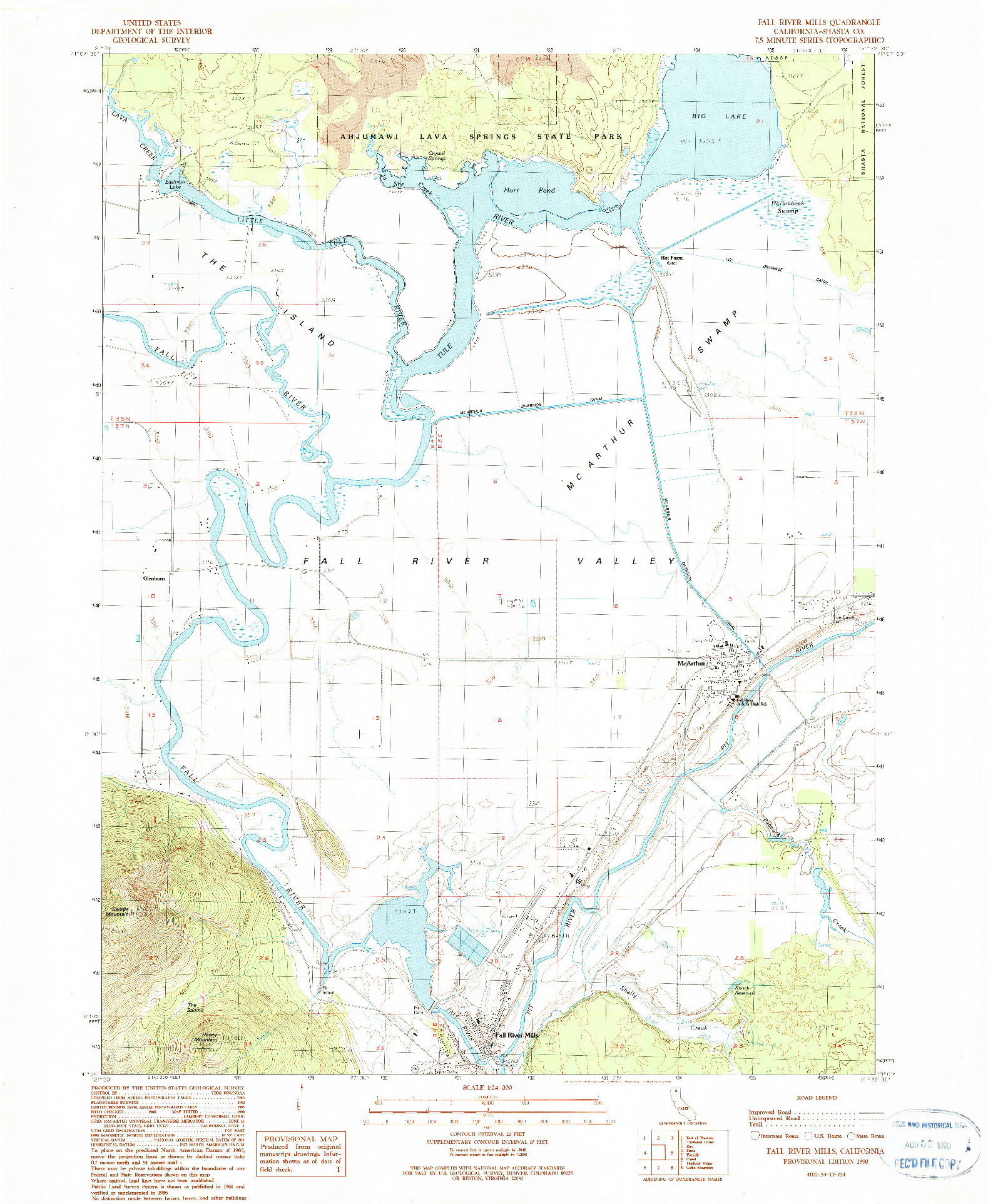 USGS 1:24000-SCALE QUADRANGLE FOR FALL RIVER MILLS, CA 1990