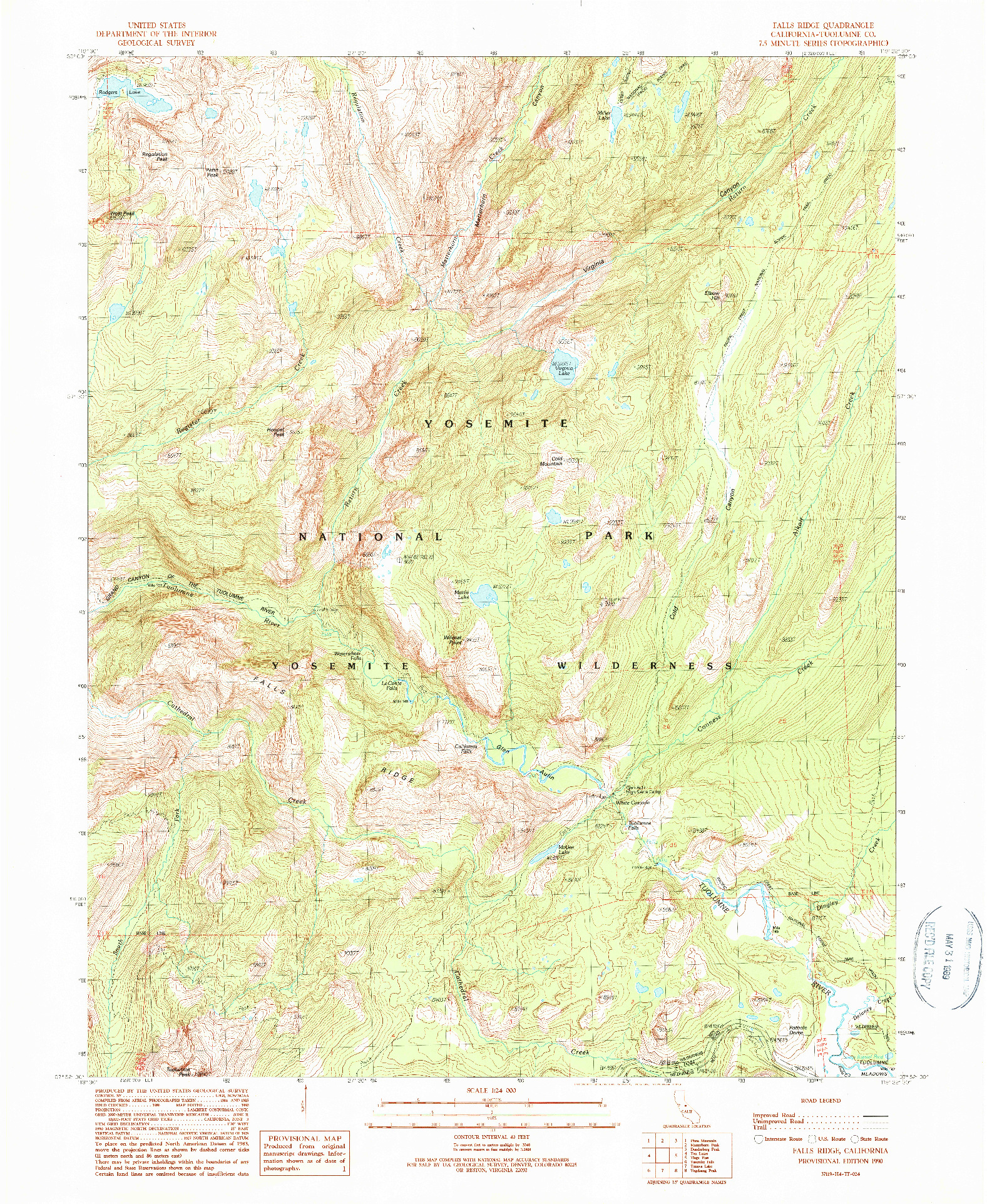 USGS 1:24000-SCALE QUADRANGLE FOR FALLS RIDGE, CA 1990