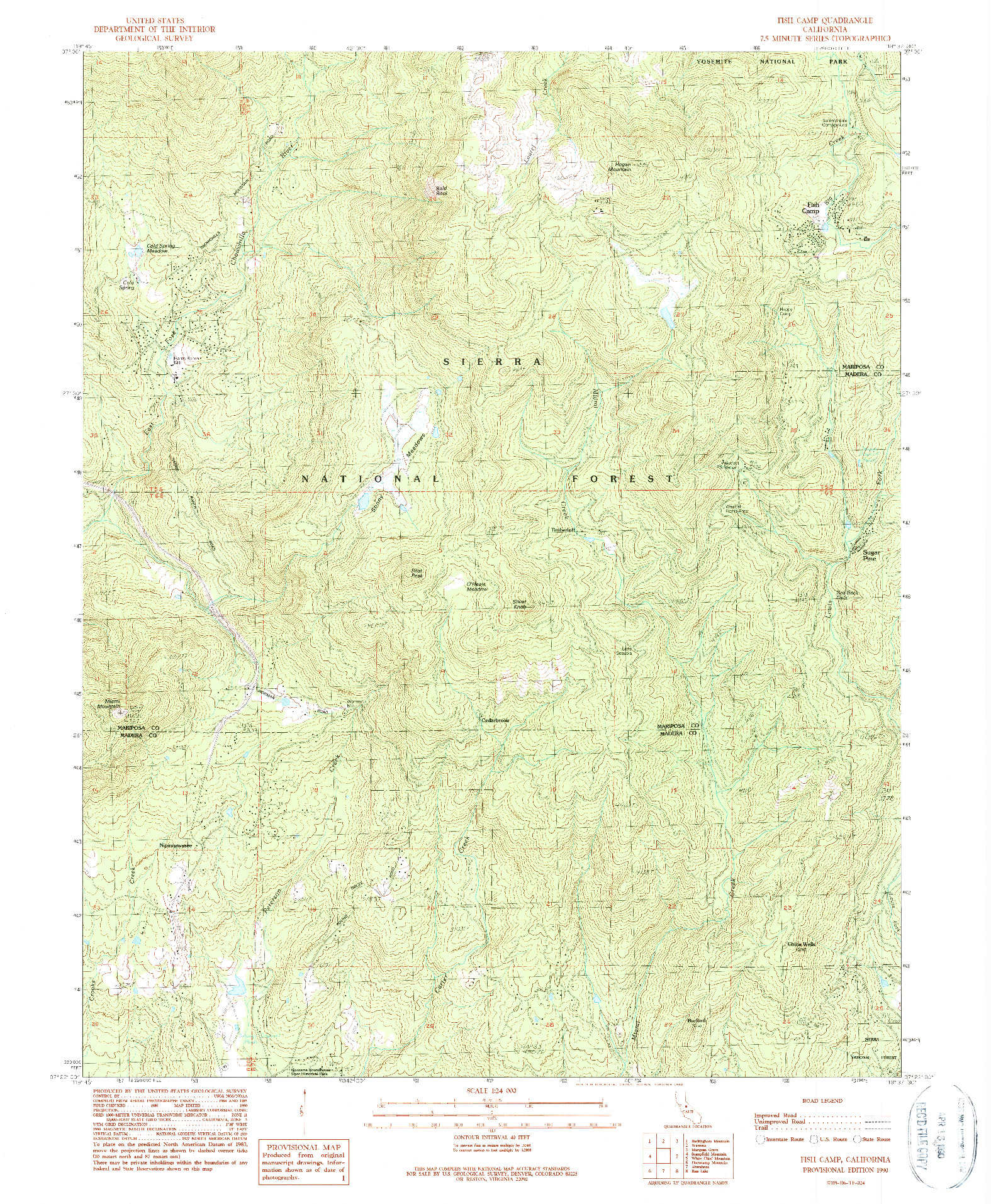 USGS 1:24000-SCALE QUADRANGLE FOR FISH CAMP, CA 1990