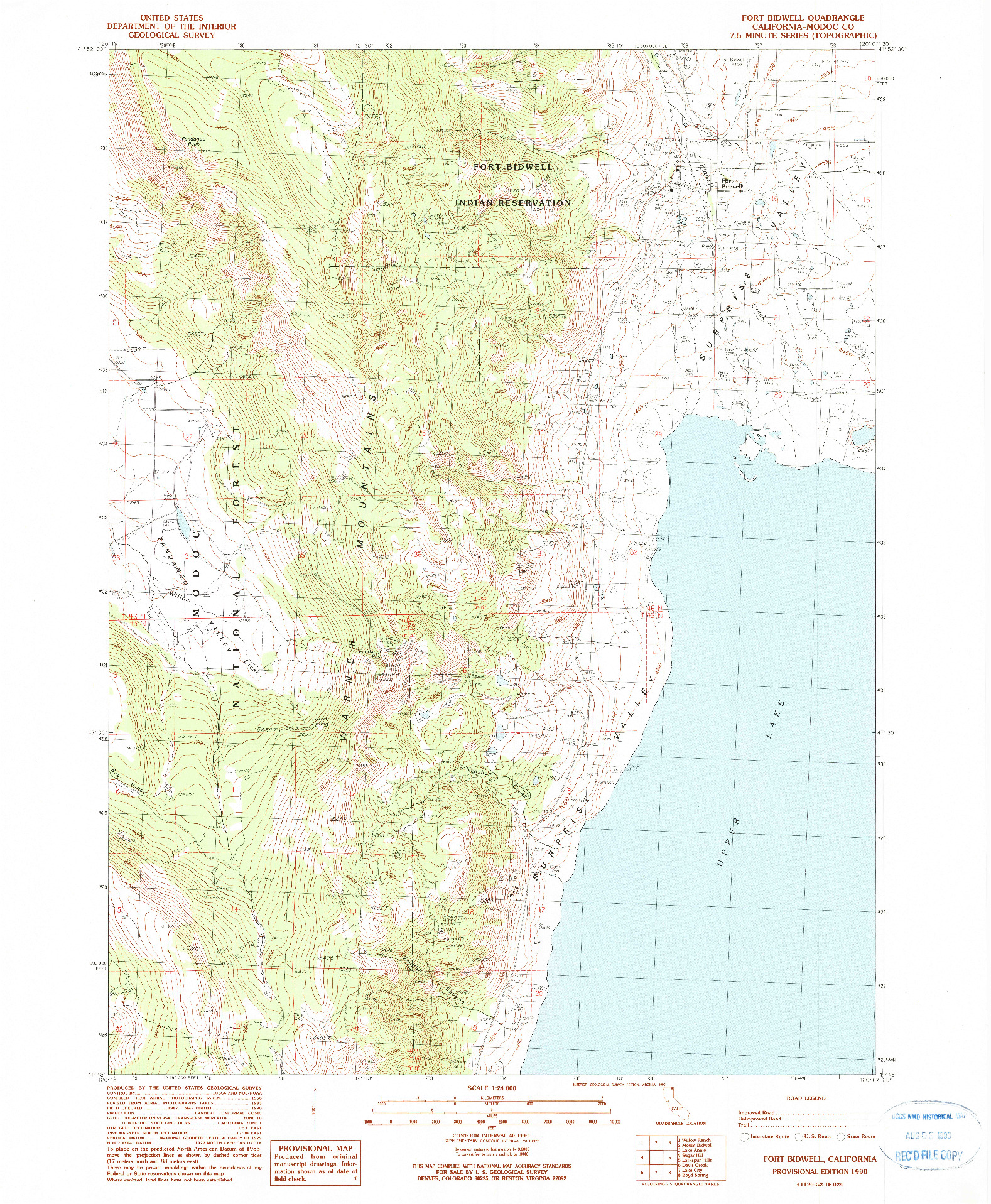 USGS 1:24000-SCALE QUADRANGLE FOR FORT BIDWELL, CA 1990